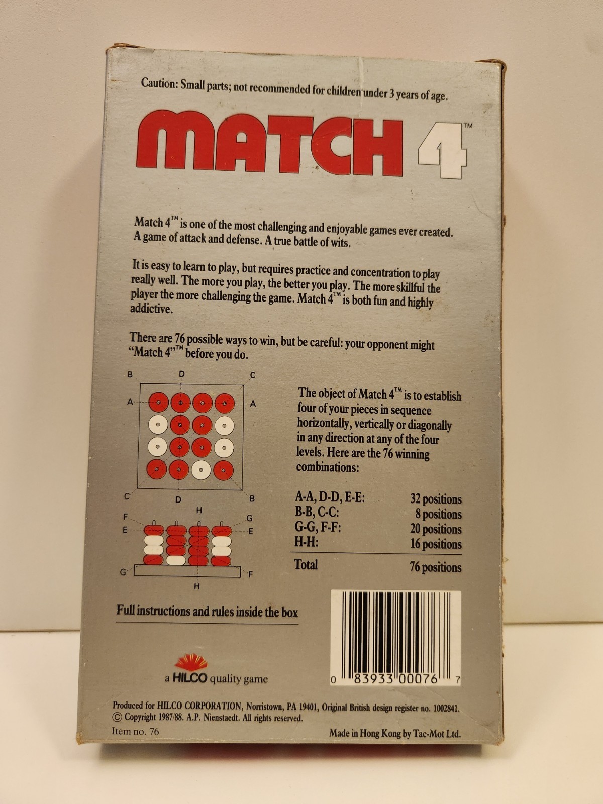 Vintage 1988 Pressman Think Through Game 100% Complete Match 4 Take 5