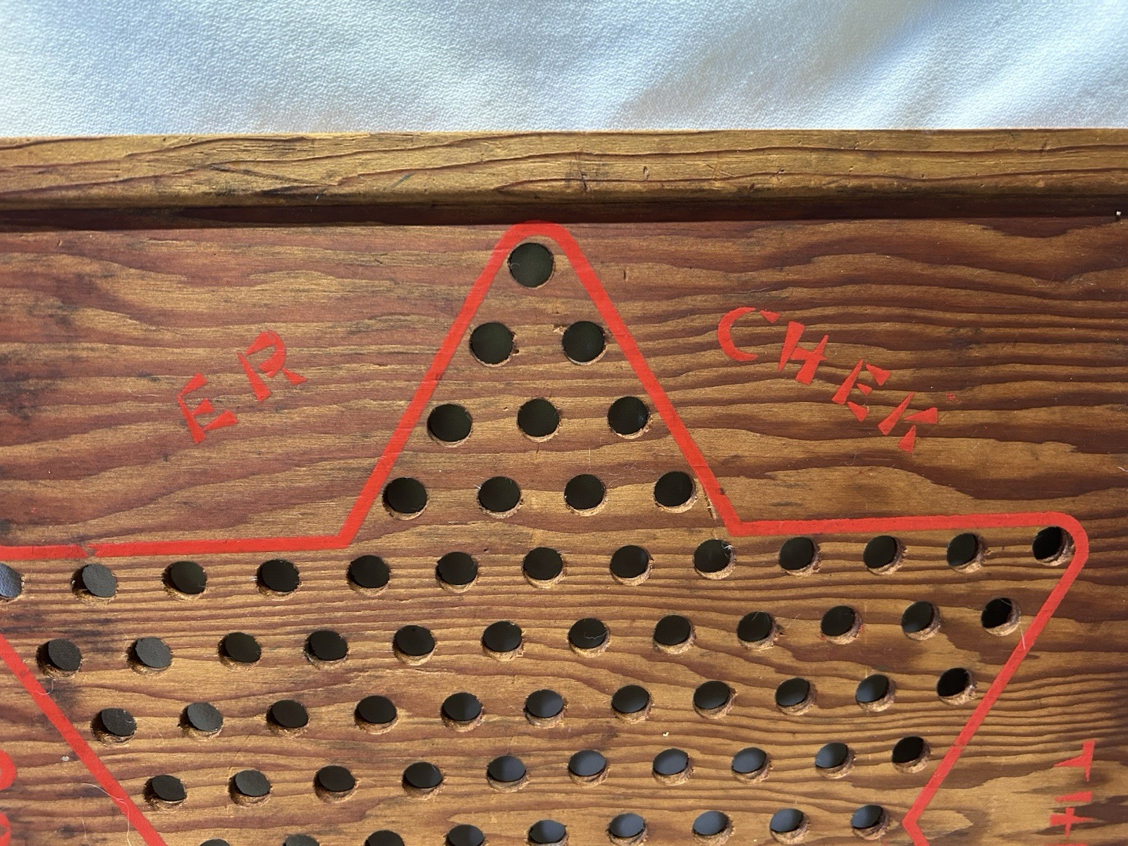 Vtg 1930’S Primitive Wooden RODMAN ORIGINAL PLUG ER CHEK Chinese Checker Board
