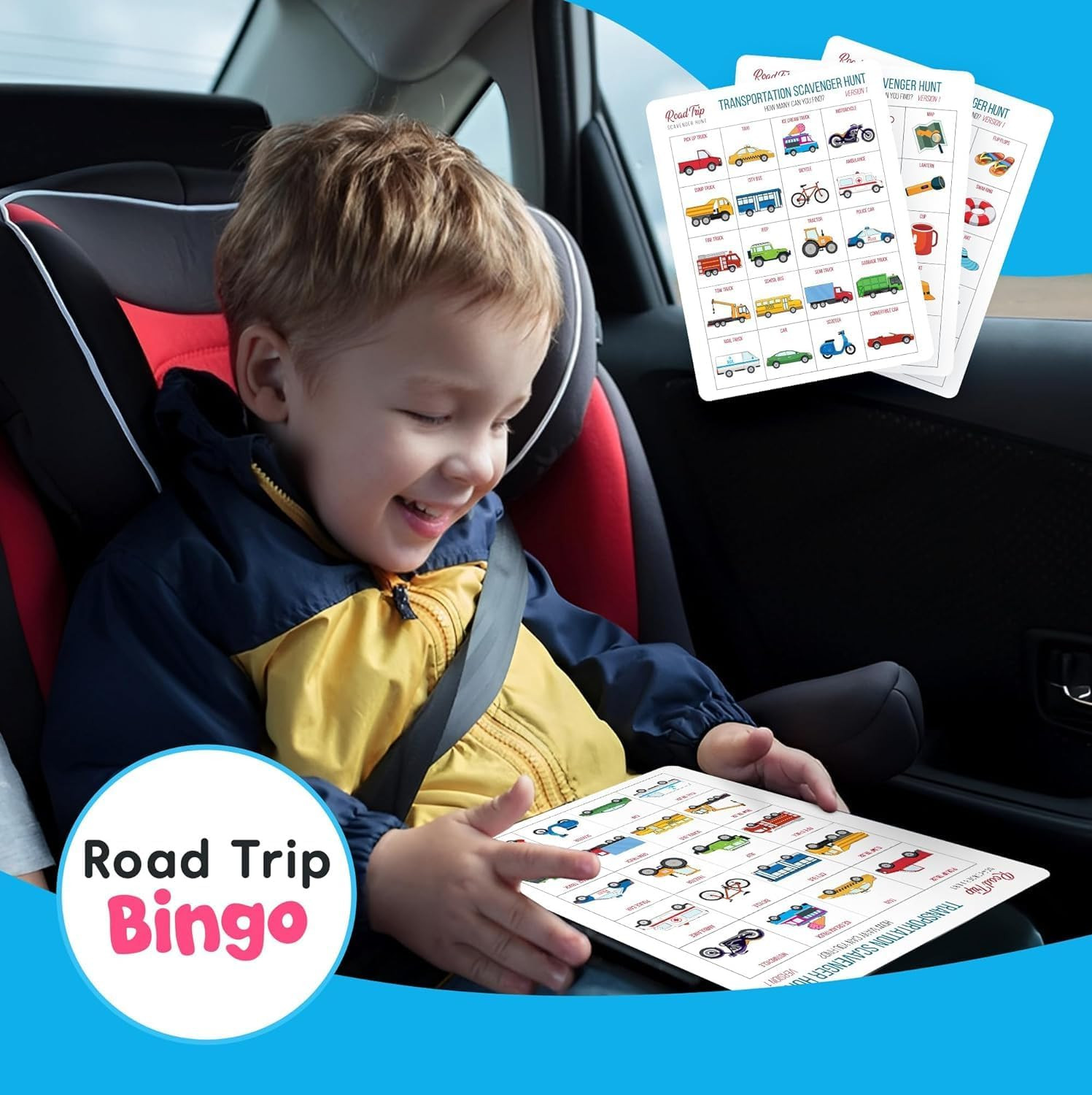 Car Bingo – Road Trip Essentials: Car Activities and Games for Kids Ages 4-8