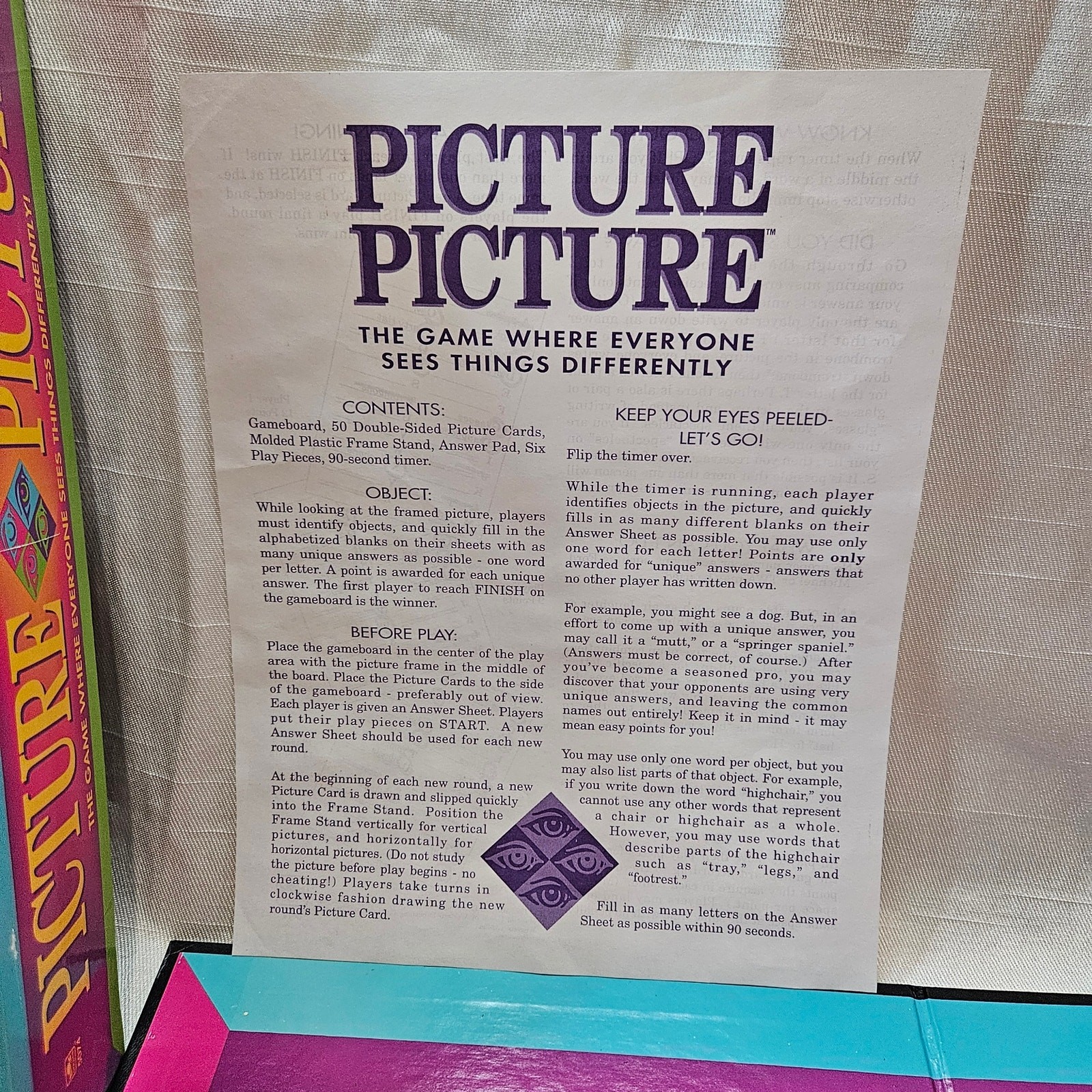 Vintage 1992 Picture Picture Board Game by Golden- Complete Game