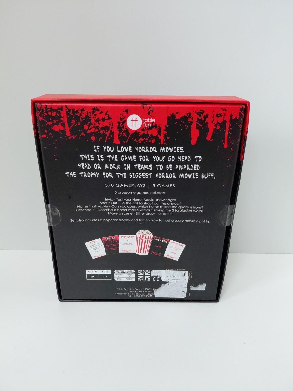 Talking Tables Horror Movie Night In Card Trivia Game Family Board Game 5 Games