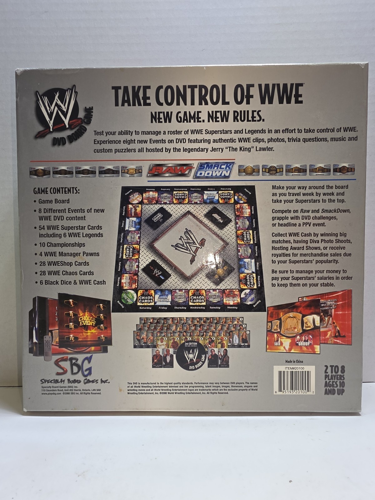 WWE DVD Board Game 2nd Edition Wrestling Raw Smackdown w/ Cards 2006 Complete