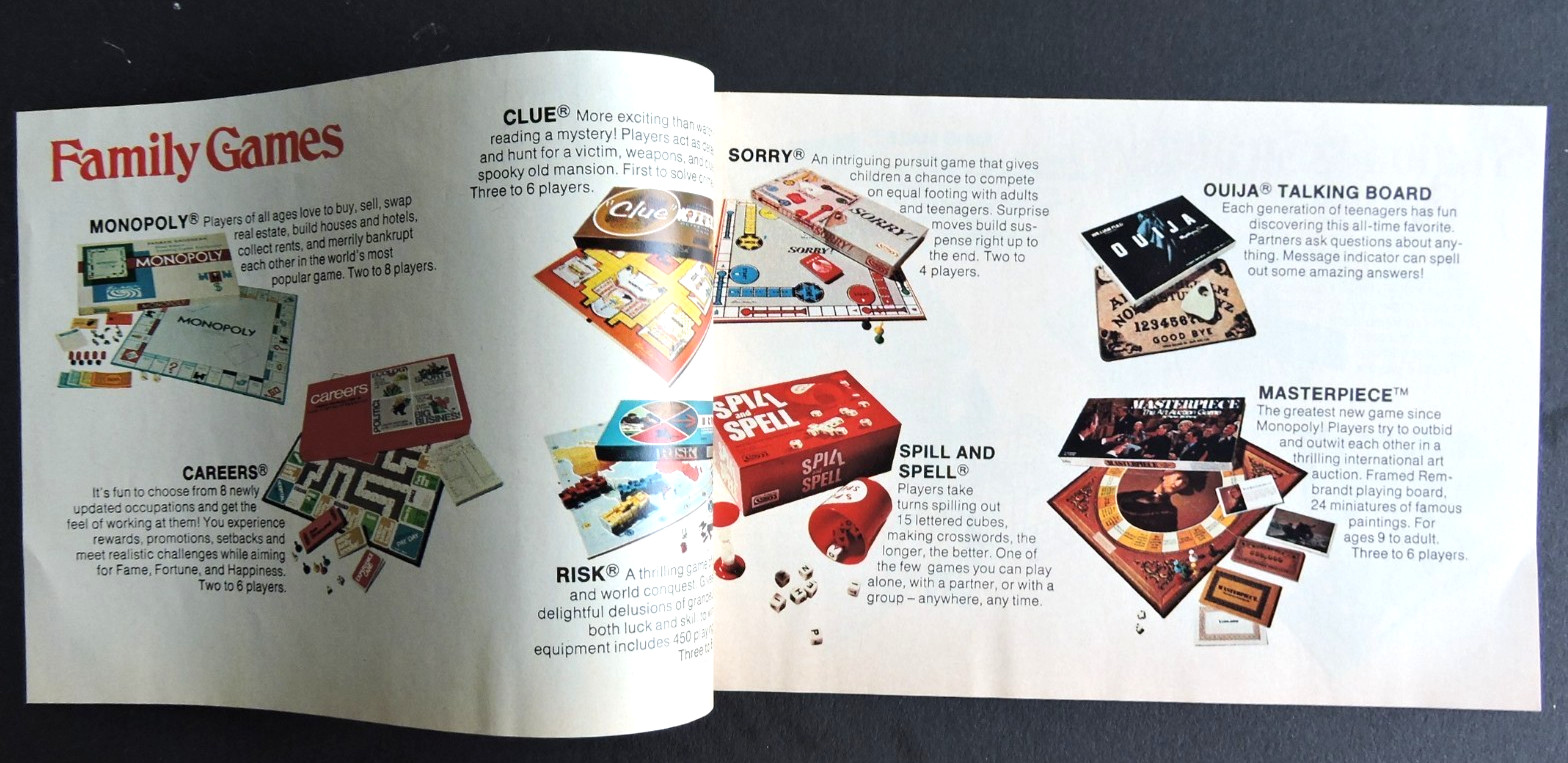 Vtg 1971 8-pg insert gift booklet catalog Ad Parker Brothers Game w/ Ouija 70’s