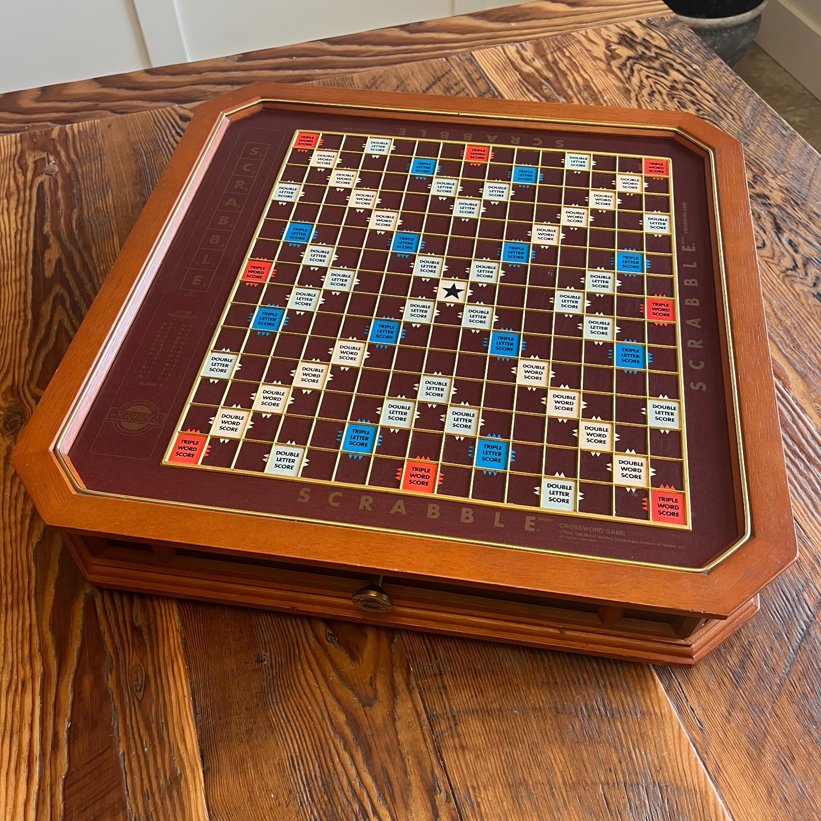 Scrabble Franklin Mint 1990 Collector’s Edition 24K Gold Plated Tiles Wood EUC