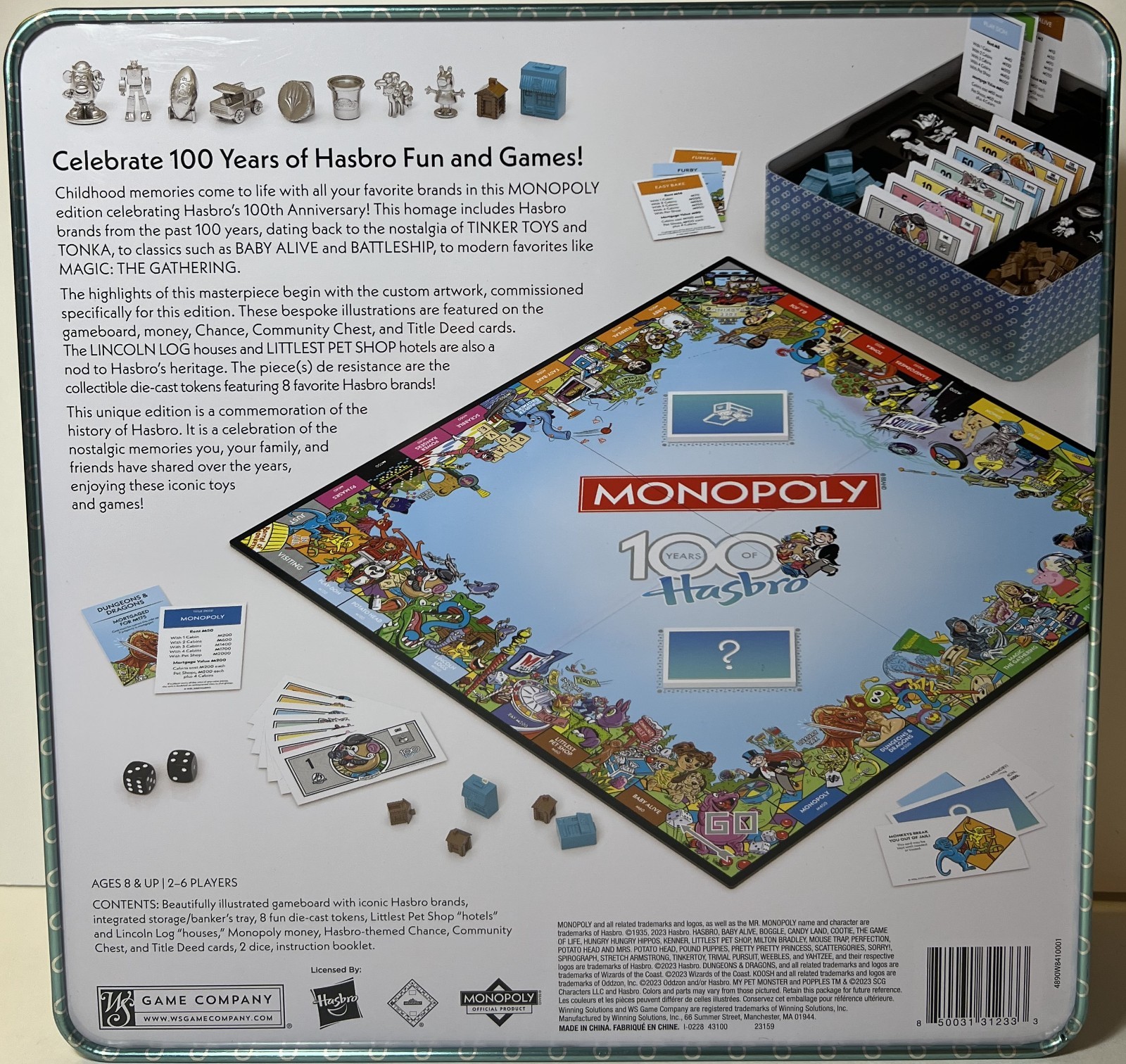 WS Game Company Monopoly Hasbro 100th Anniversary Edition Collectible Tin