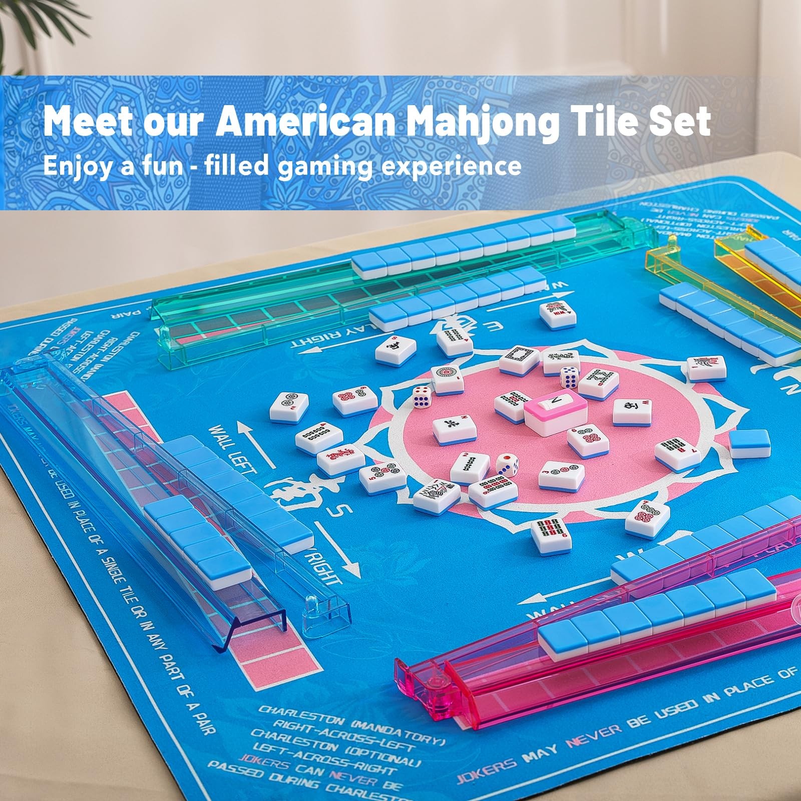 Kyerlish American Mahjong 4 inches x 9 x 21 inches, Blue（blue Tiles）