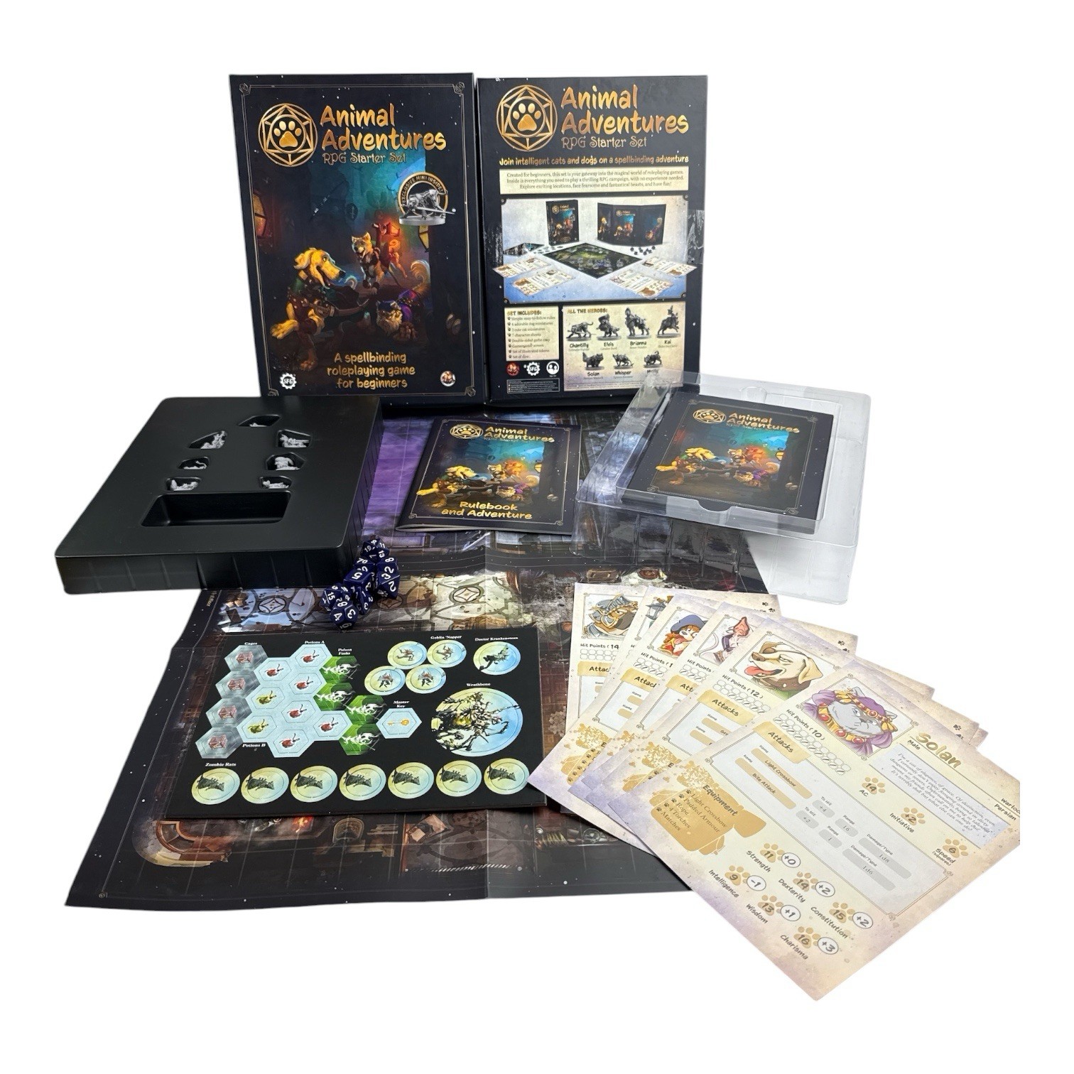 Animal Adventures Starter Set Dungeons Dragons Style Board Game Open Box