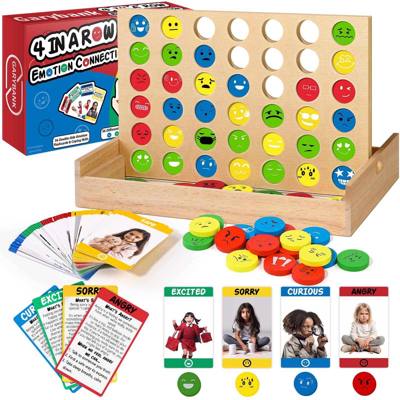 Social Emotional Learning Therapy Games for Kids, w/56 Emotion Cards, Connect…