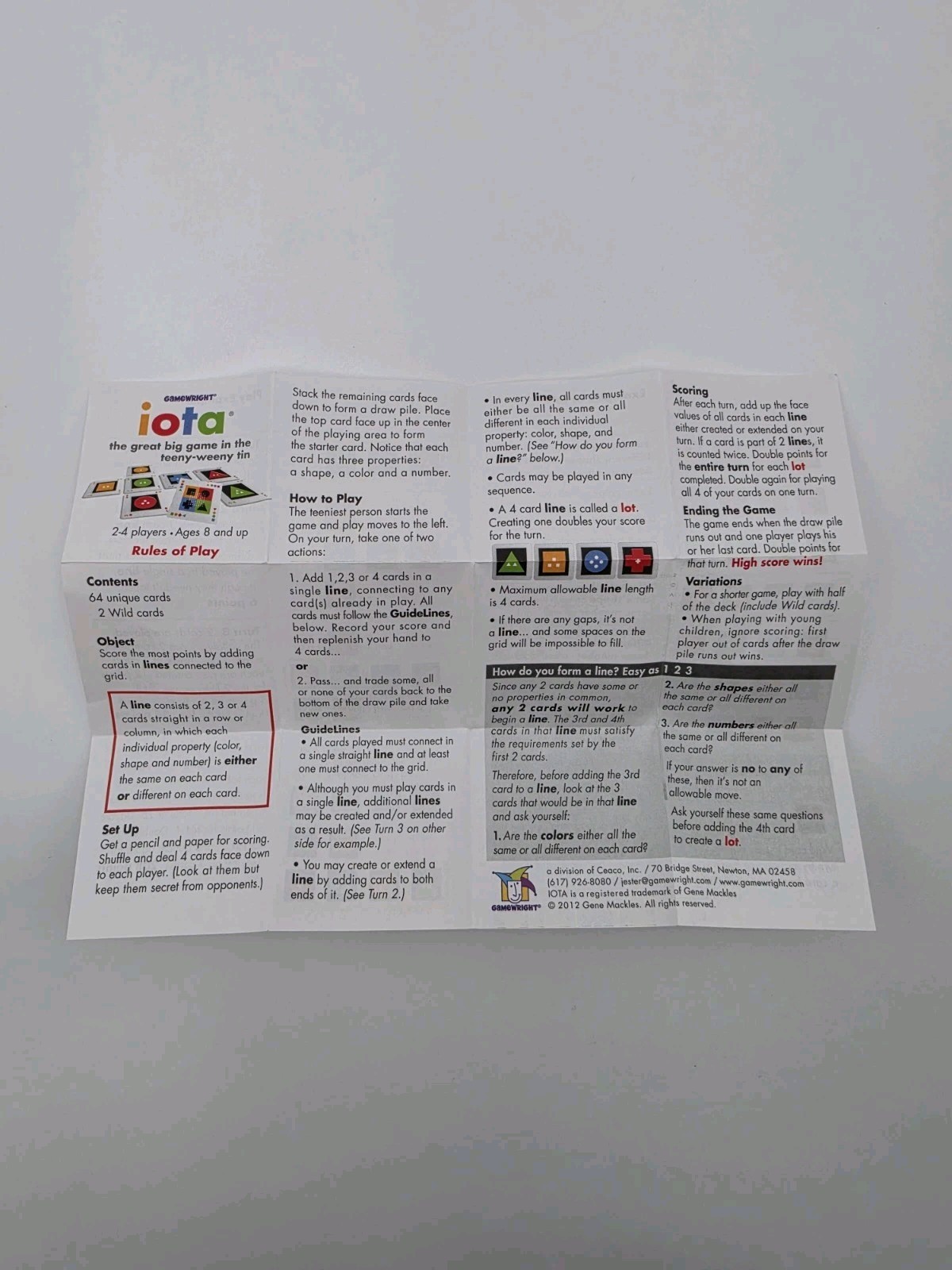 Iota The Great Big Game In The Teeny-Weeny Tin Gamewright 2012 Complete