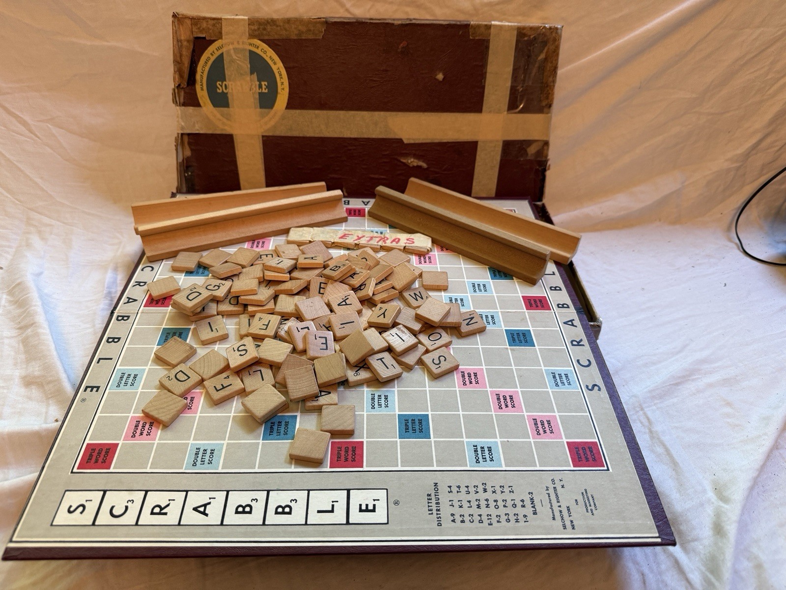 Vintage MCM Mid Century SCRABBLE Crossword Board Game SELCHOW & RIGHTER
