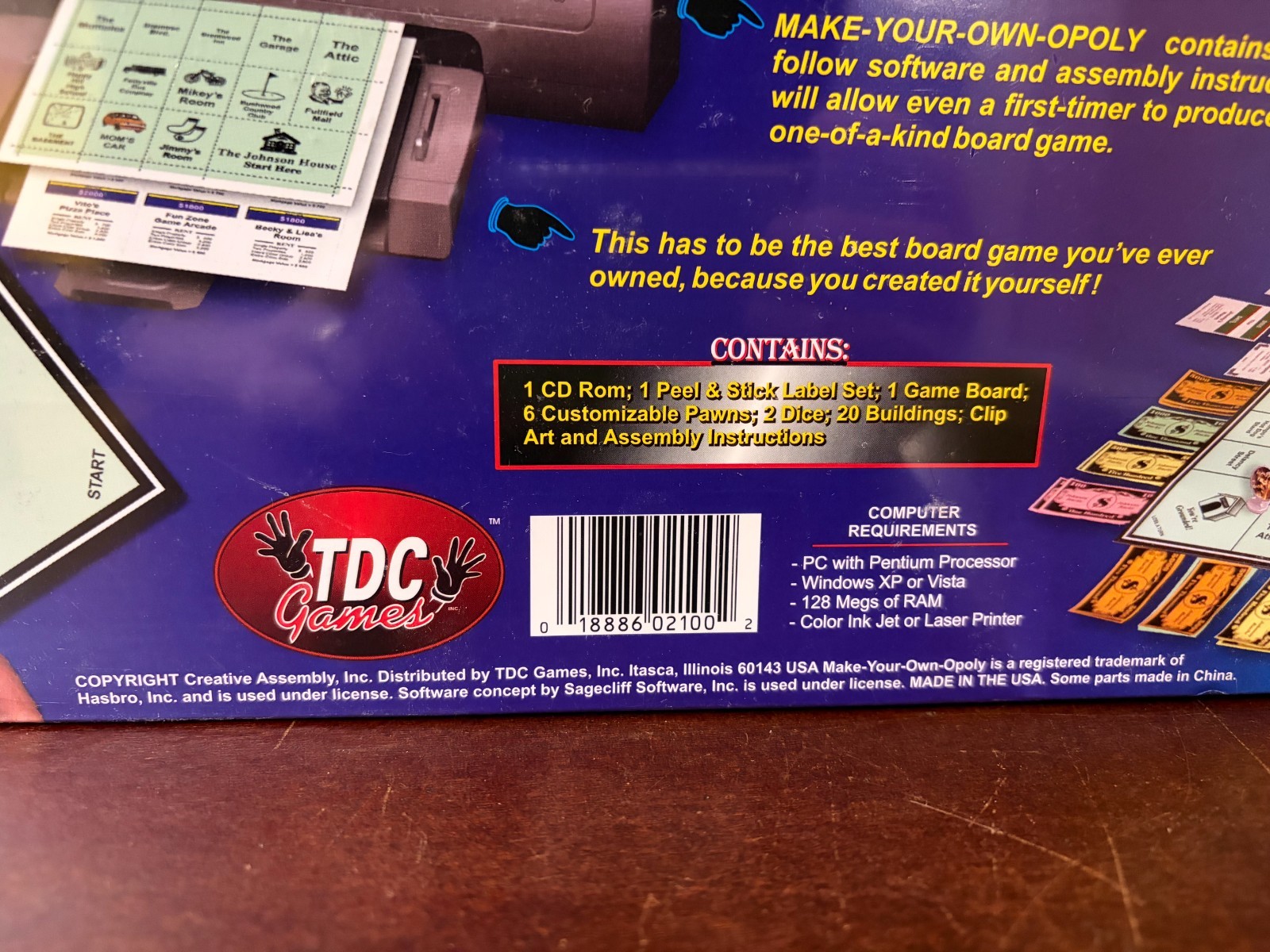Sealed 1998 TDC Games Make Your Own Opoly Custom Board Game Creator #2100