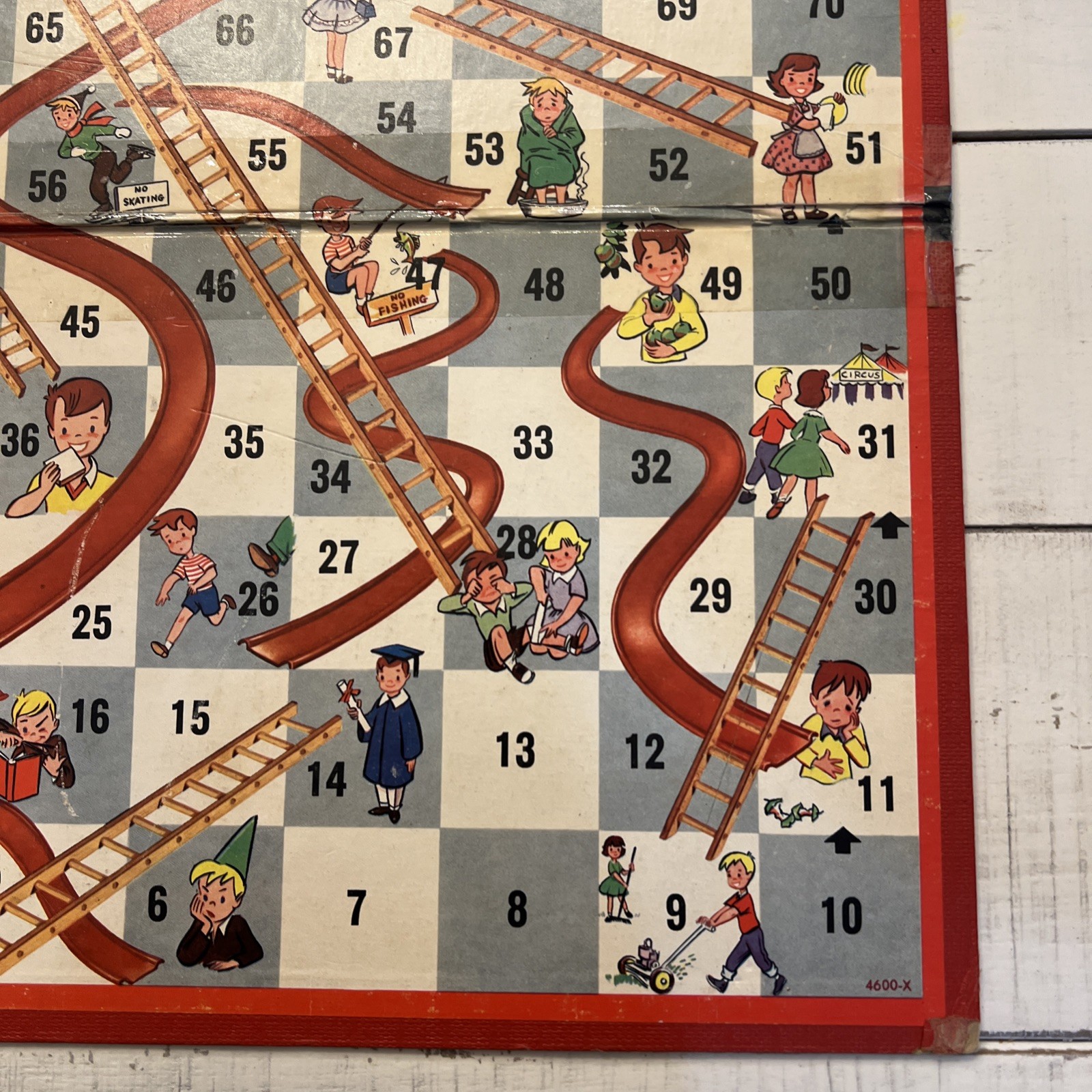 VTG 1950s CHUTES and LADDERS Board Game No 4600 Milton Bradley BOARD ONLY *Read*