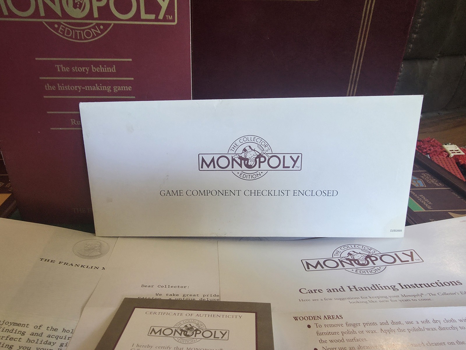 Franklin Mint MONOPOLY Collector’s Edition Wood Board Game 1991 Complete* W/ COA