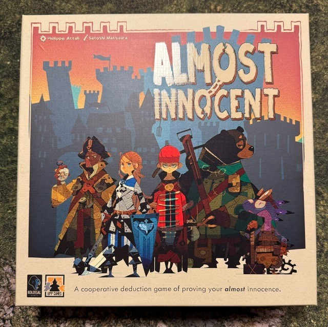 Almost Innocent Board Game by Kolossal Games Kickstarter – open box, excellent
