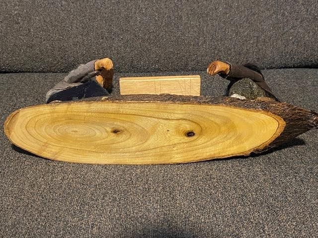 Handmade folk art wooden carved men playing backgammon vintage