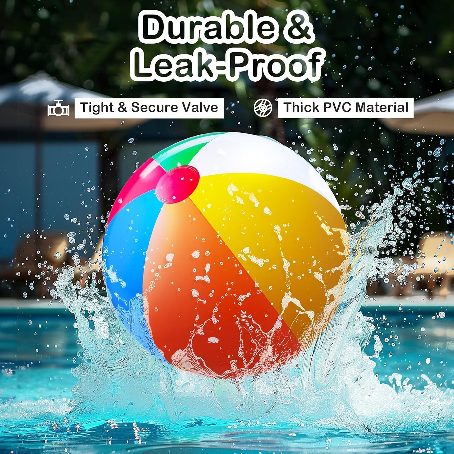 Giant Beach Ball 24 Inch Inflatable Pool Toy Pack of 3 Rainbow Balls