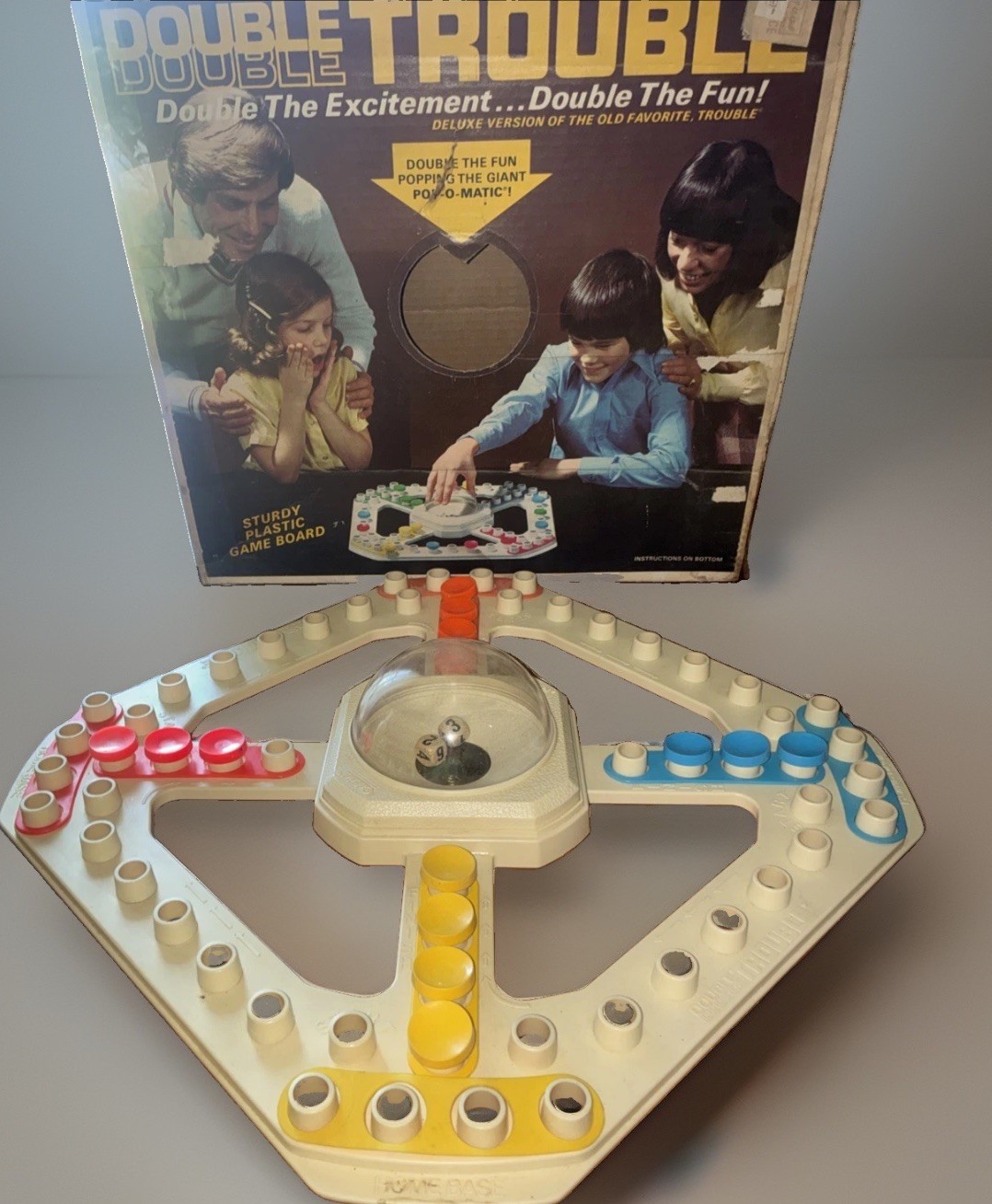 1976 Gabriel Double Trouble Board Game Giant Pop-O-Matic Missing 2 Pieces