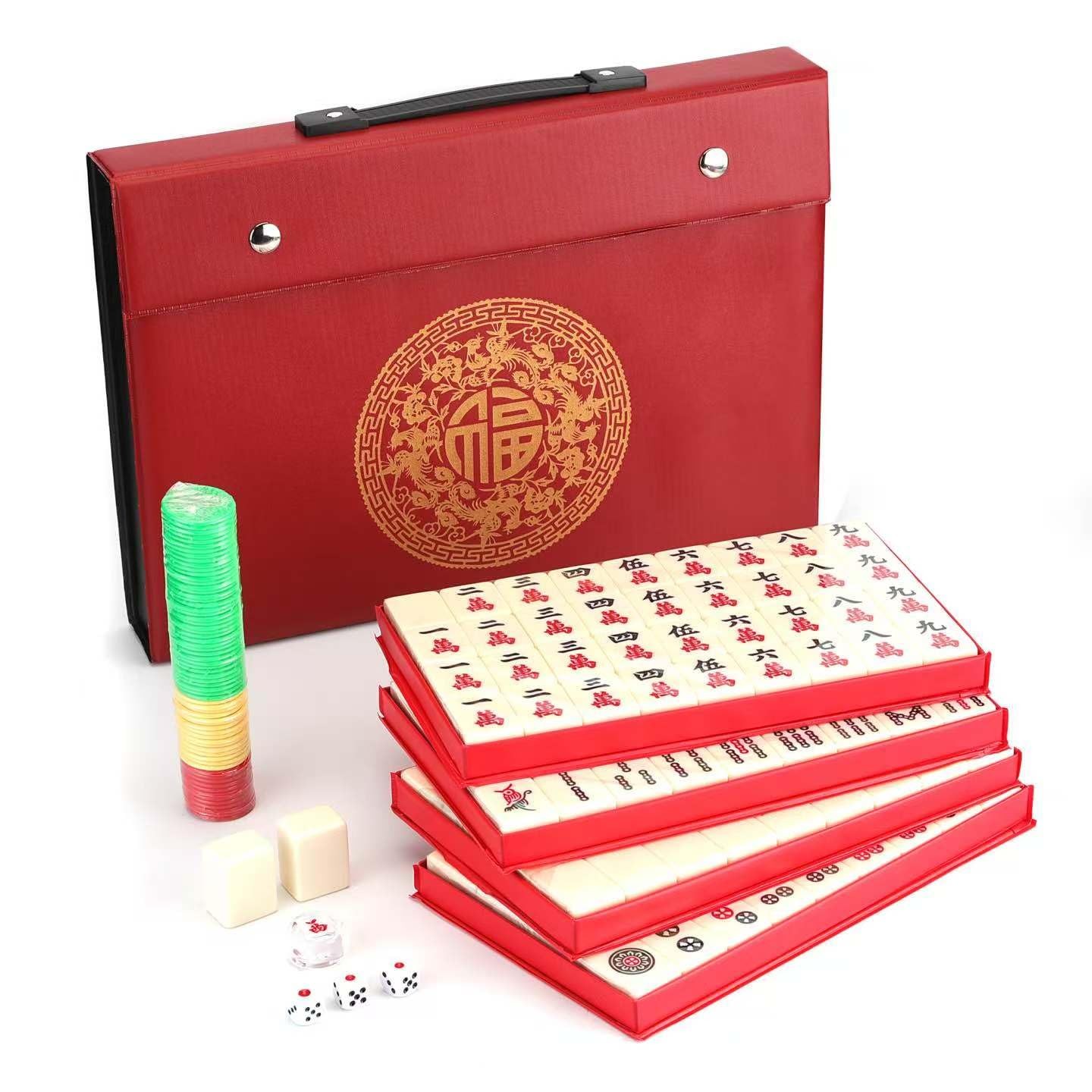 Mose Cafolo Traditional Chinese Mahjong Set – 144 Melamine 34mm Standard Size…