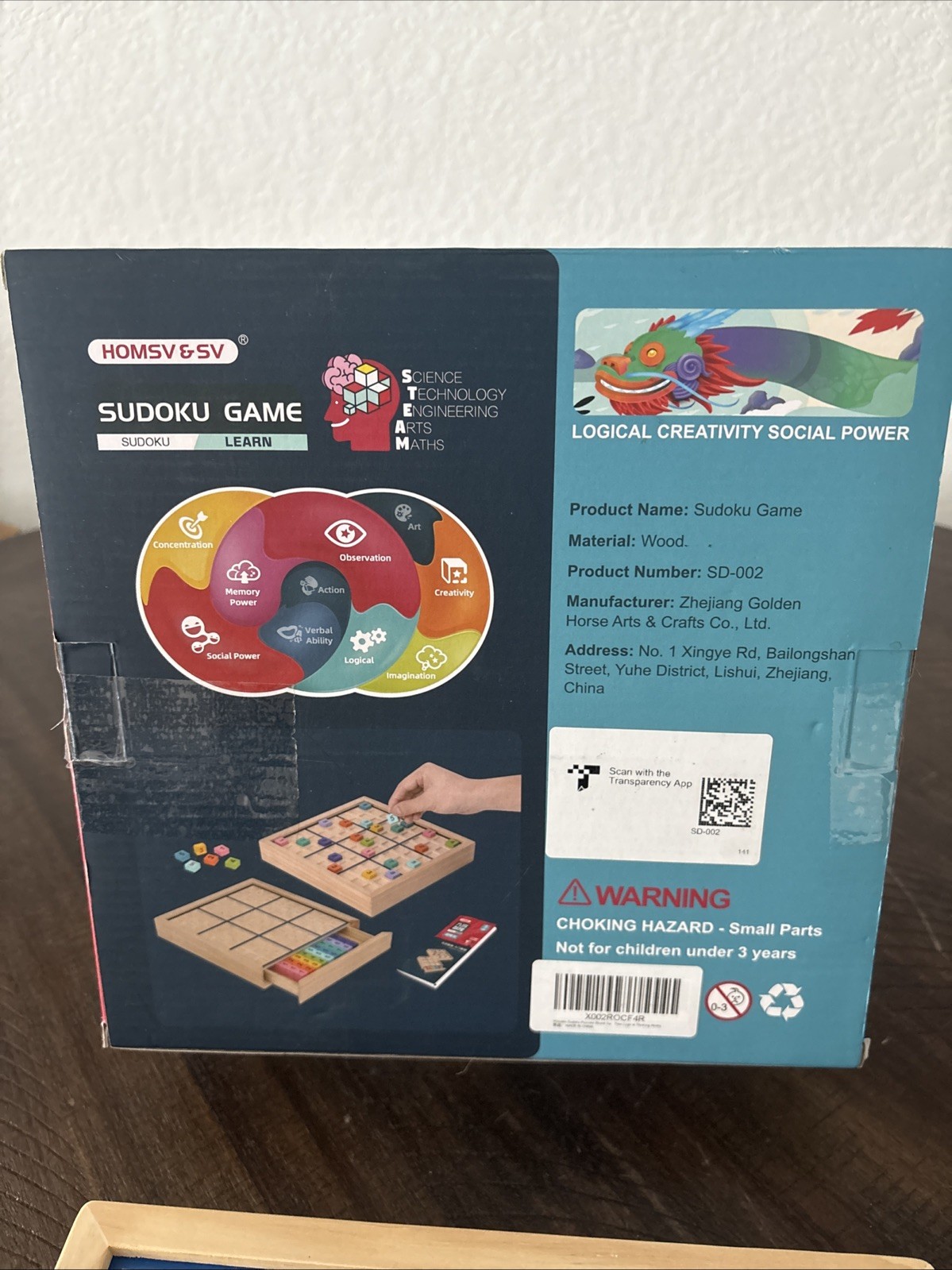 Learn Sodoku Colorful Wooden Game Board W/ Tutorial
