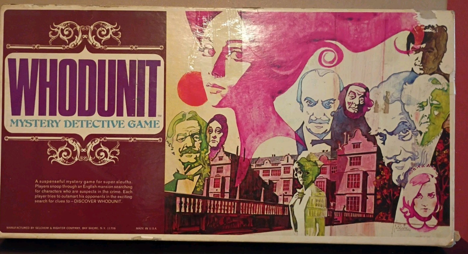 Whodunit Mystery Detective Board Game By Selchow & Righter Vintage 1972 Complete