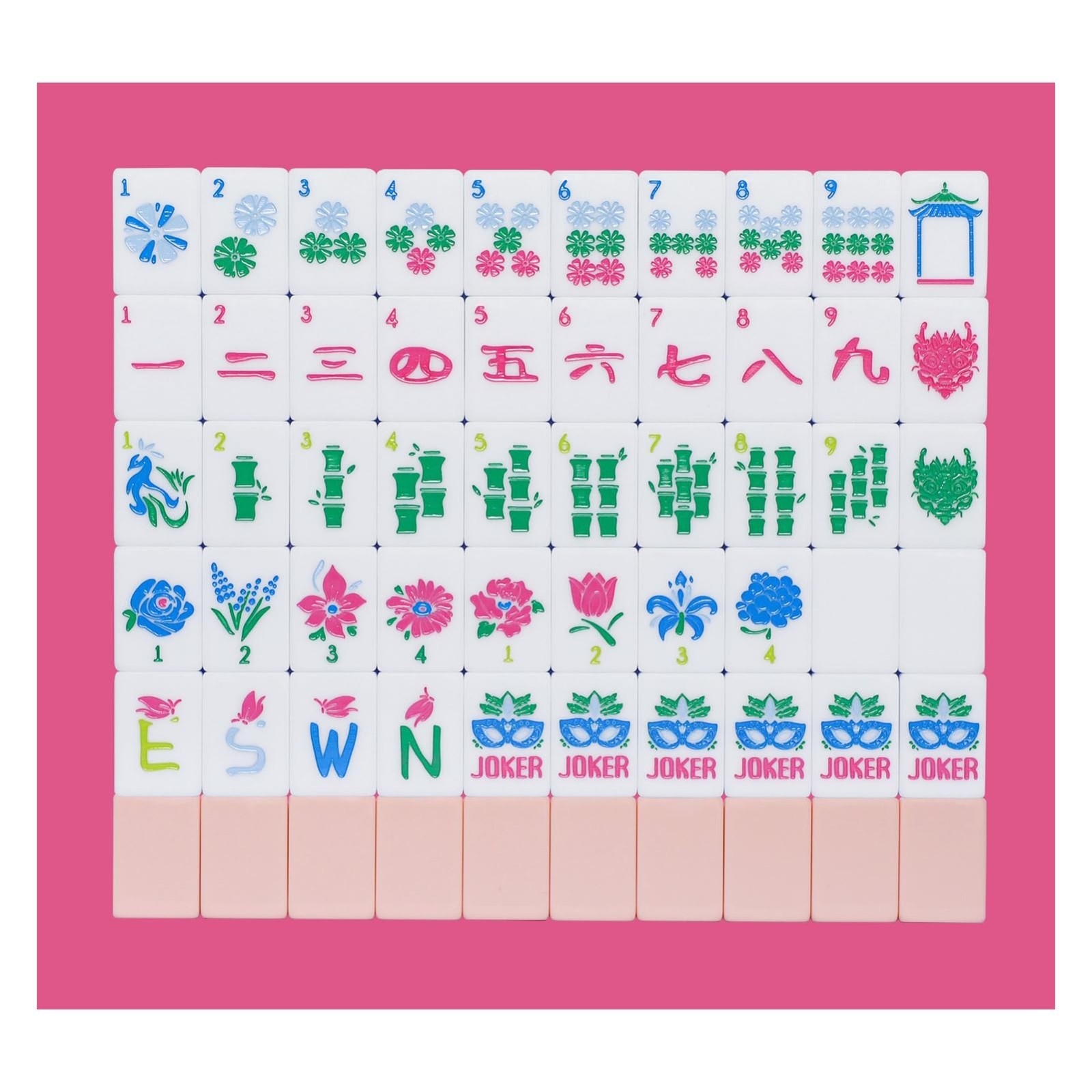 American Mahjong Tile Set peach pink blush w/bag, dice, instructions 160 Acrylic