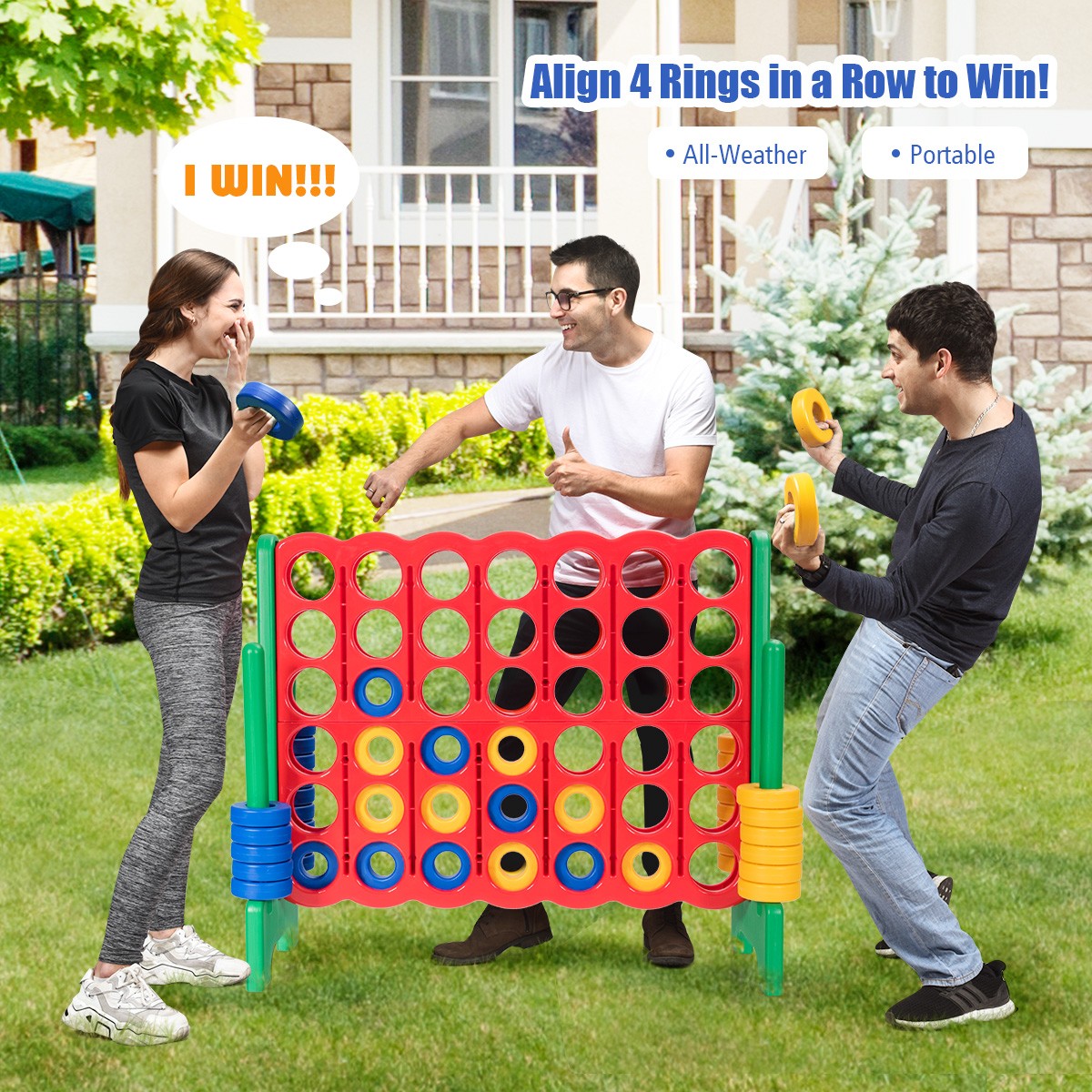 Jumbo 4-to-Score 4 in A Row Giant Game Set Kit Adults Kids Family Indoor Outdoor