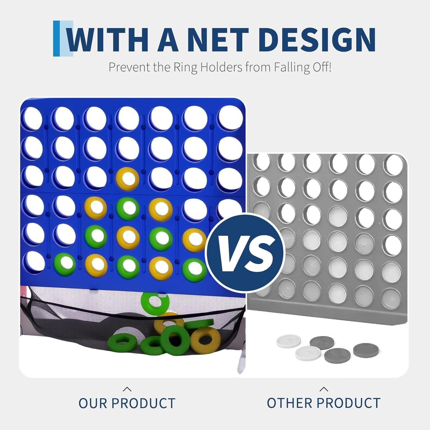 Jumbo 4 in a Row Game, Height Adjustable(2.7-3.2 Ft) Outdoor Indoor Connect 4 W/