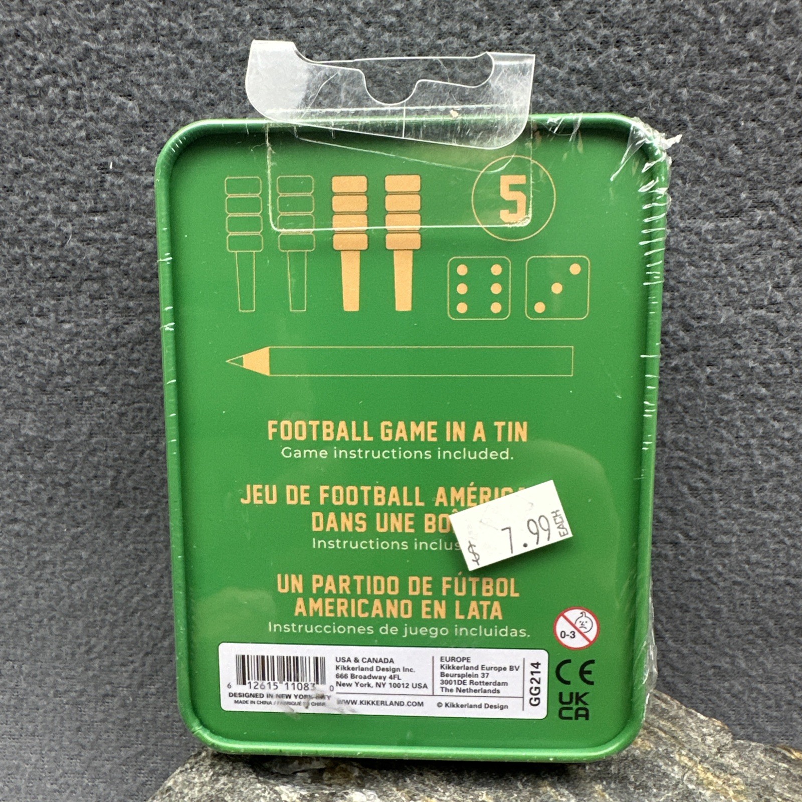 KIKKERLAND FOOTBALL Tin Travel Size Game Dice Peg Portable Still Sealed 2 Player