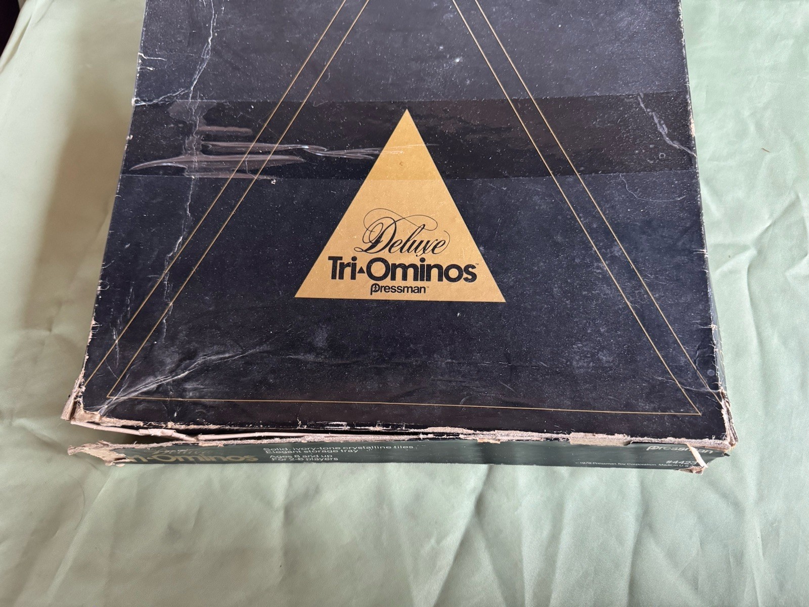 Deluxe Tri-Ominos Vintage 1978 Pressman Game Ivory Tone Crystalline Tiles 4423