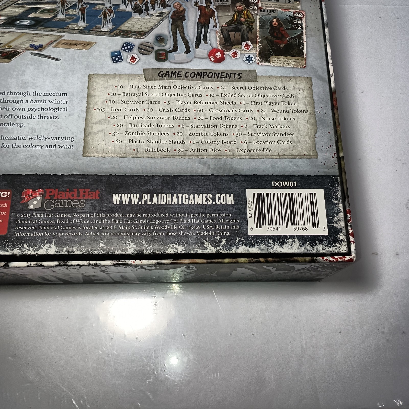 DEAD OF WINTER Plaid Hat Games 2014 100% Complete Near MINT Zombie Horror Board