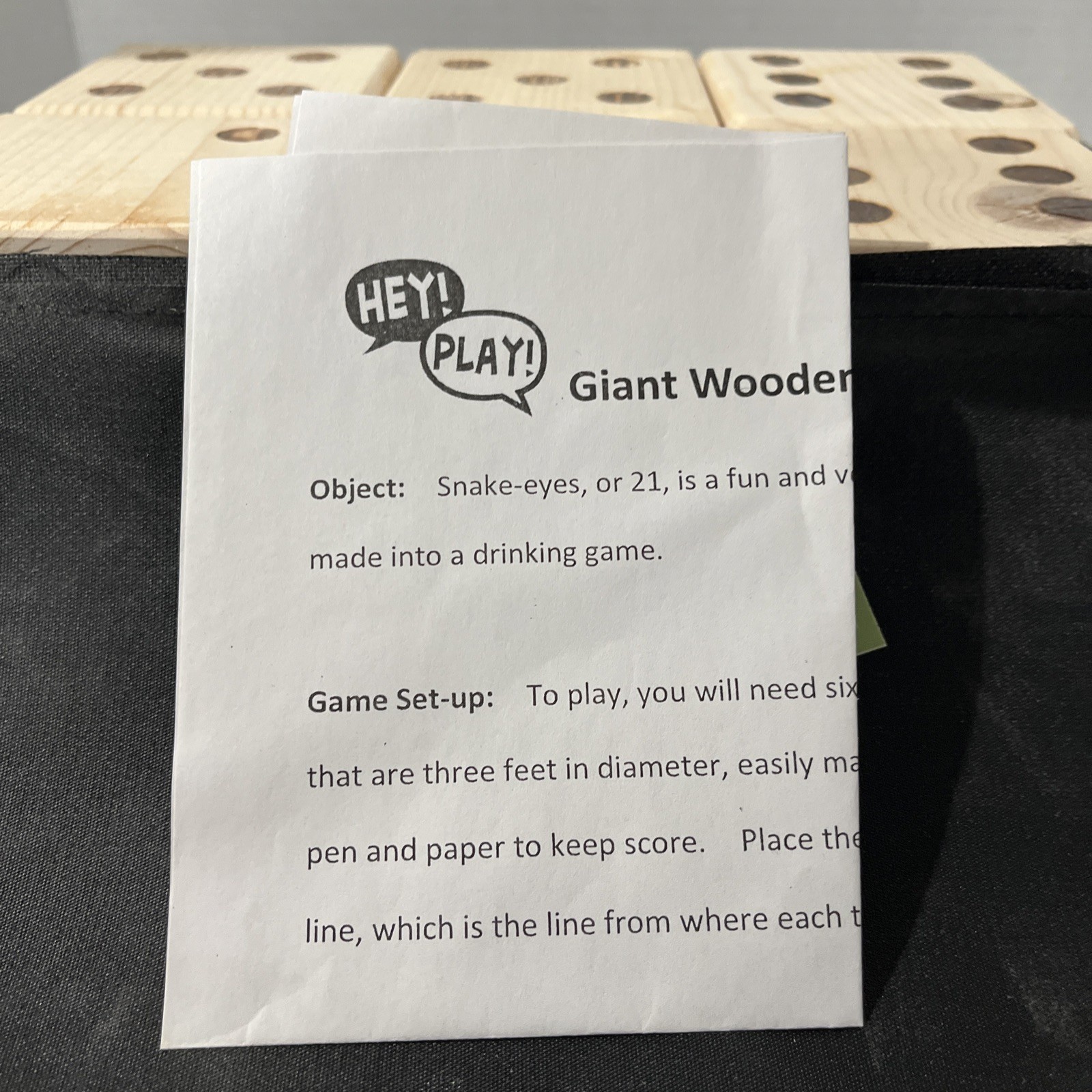 Hey! Play Giant Wooden Yard Dice used with bag