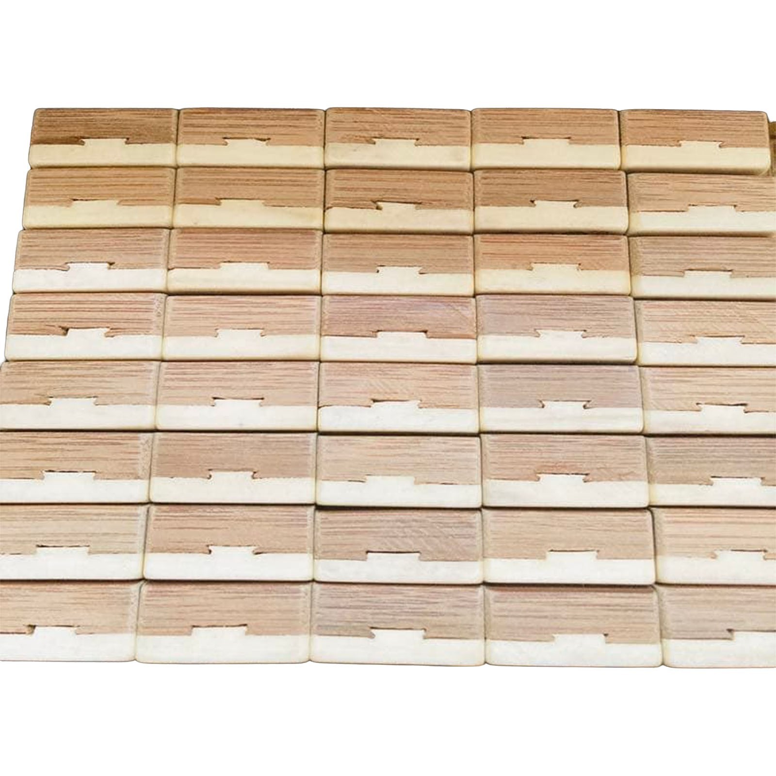 Vtg Chinese Mahjong Bone Bamboo Wooden Case 5 Drawer Tiles Carved Flower Auth