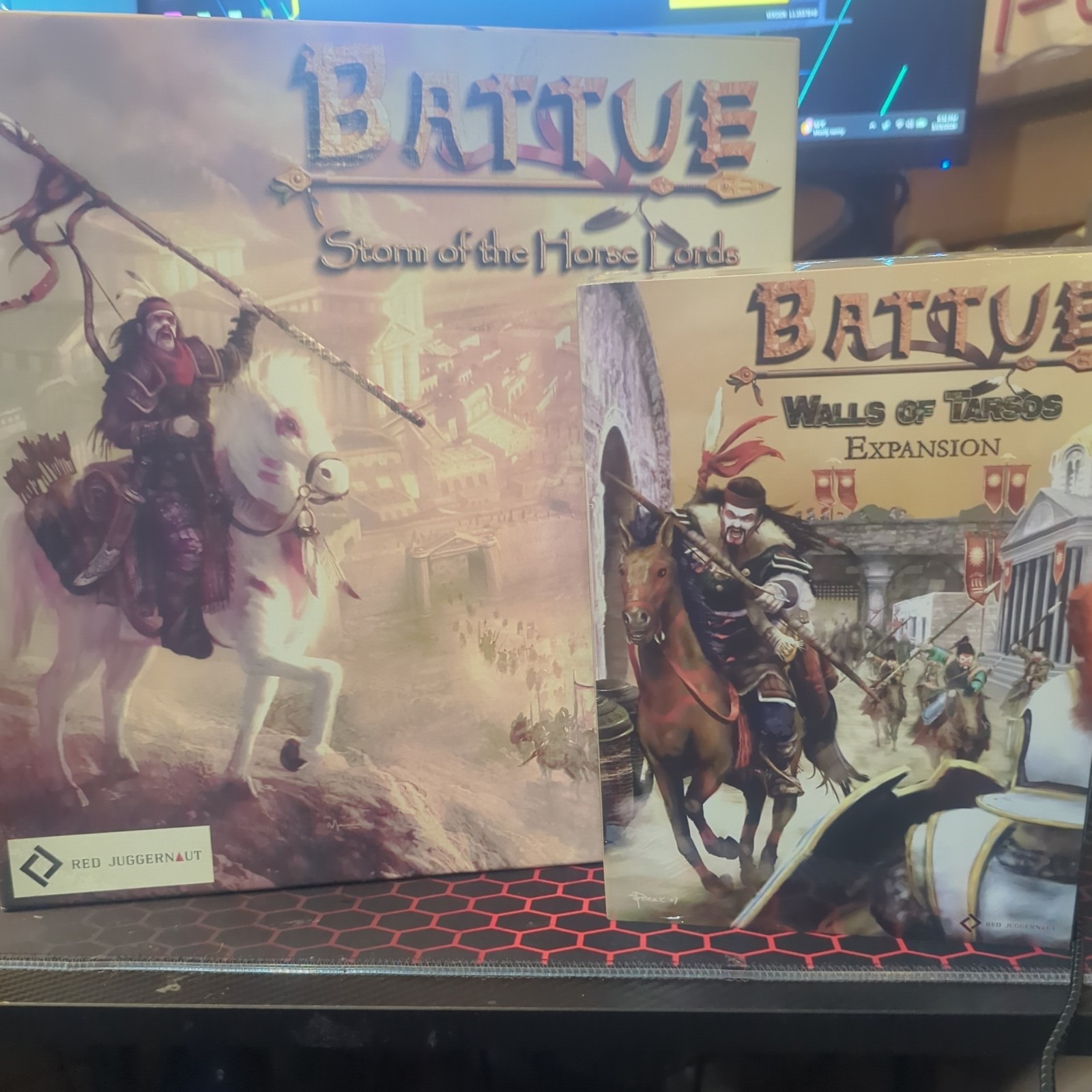 2007 BATTUE STORM OF THE HORSE LORDS BOARD GAME w/ WALLS OF TARSOS EXPANSION
