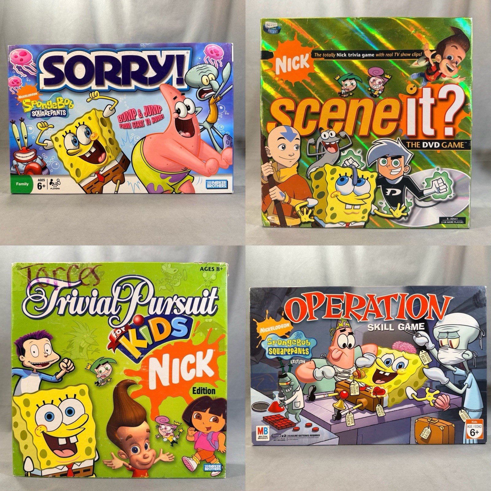 SpongeBob SquarePants Board Game Lot. Sorry Operation Trivial Pursuit Scene It