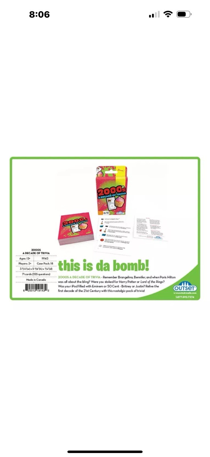 2000’s Trivia Game A Decade Of Trivia Card Game 2019 355 nostalgic trivia ?’s