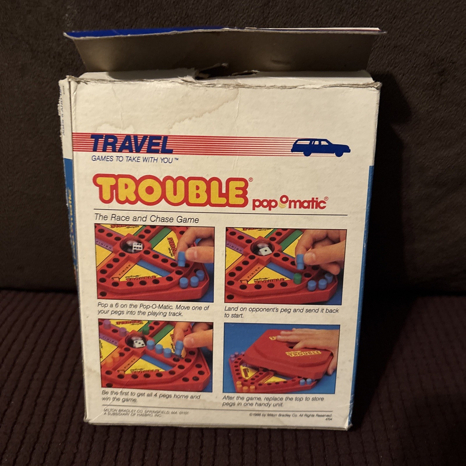 🎲 1989 Milton Bradley Pop-O-Matic Trouble Travel Game w/ Box