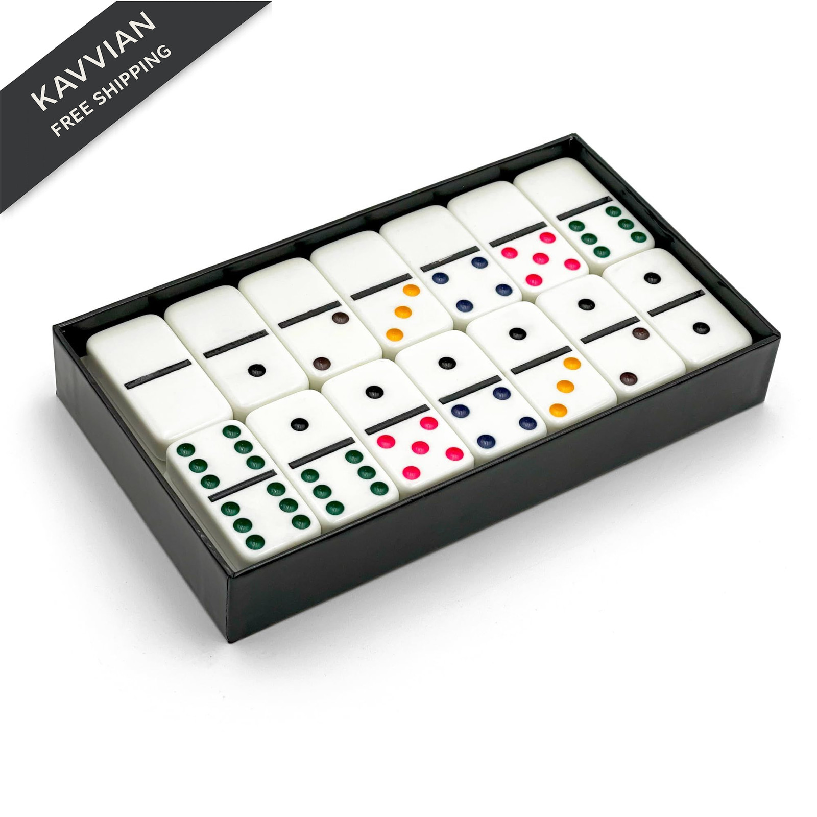 CHH 2322 Double 6 Jumbo Dominoes with Color 8.25 x 4.75 x 1.38 inches, White