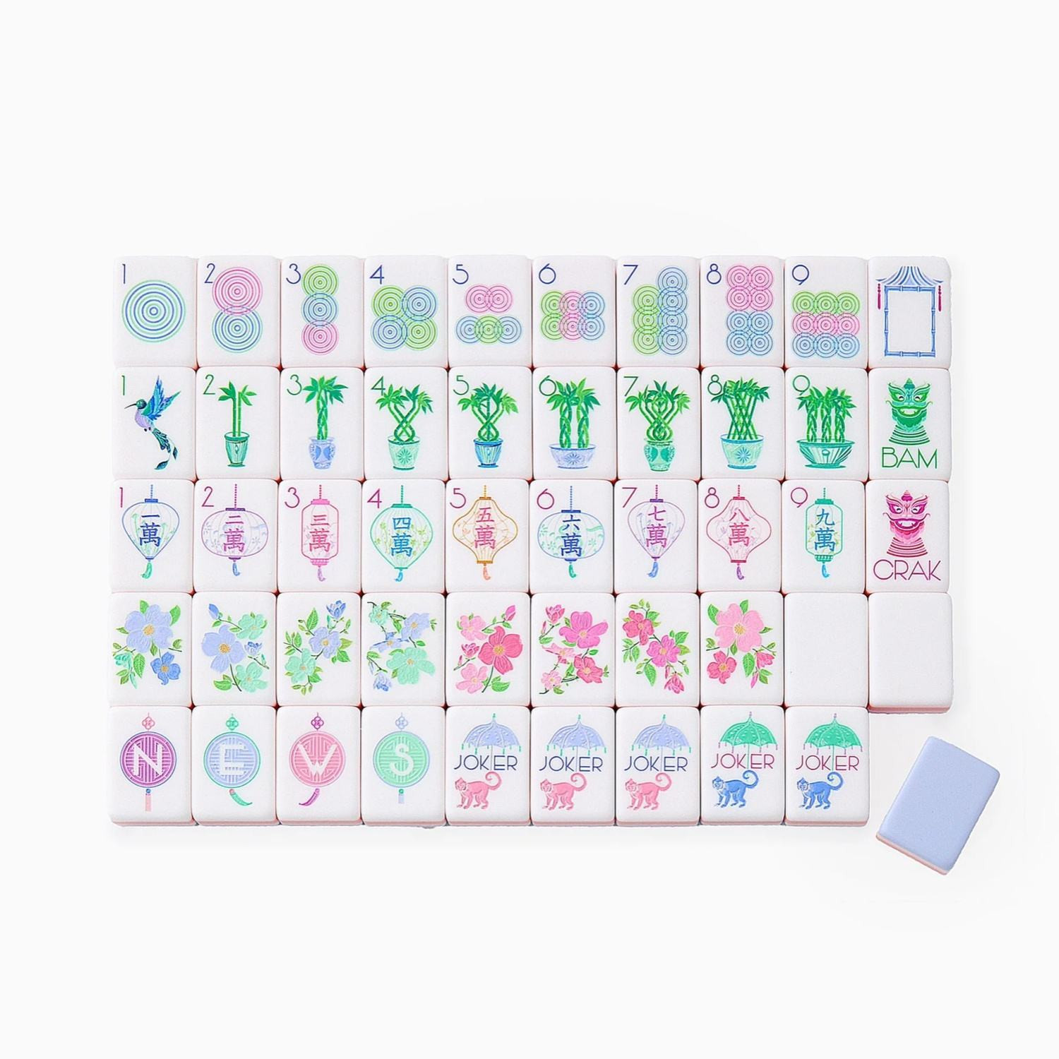 160 American Mahjong Tiles 4-Layer Acrylic Light Purple Theme Engraved Set