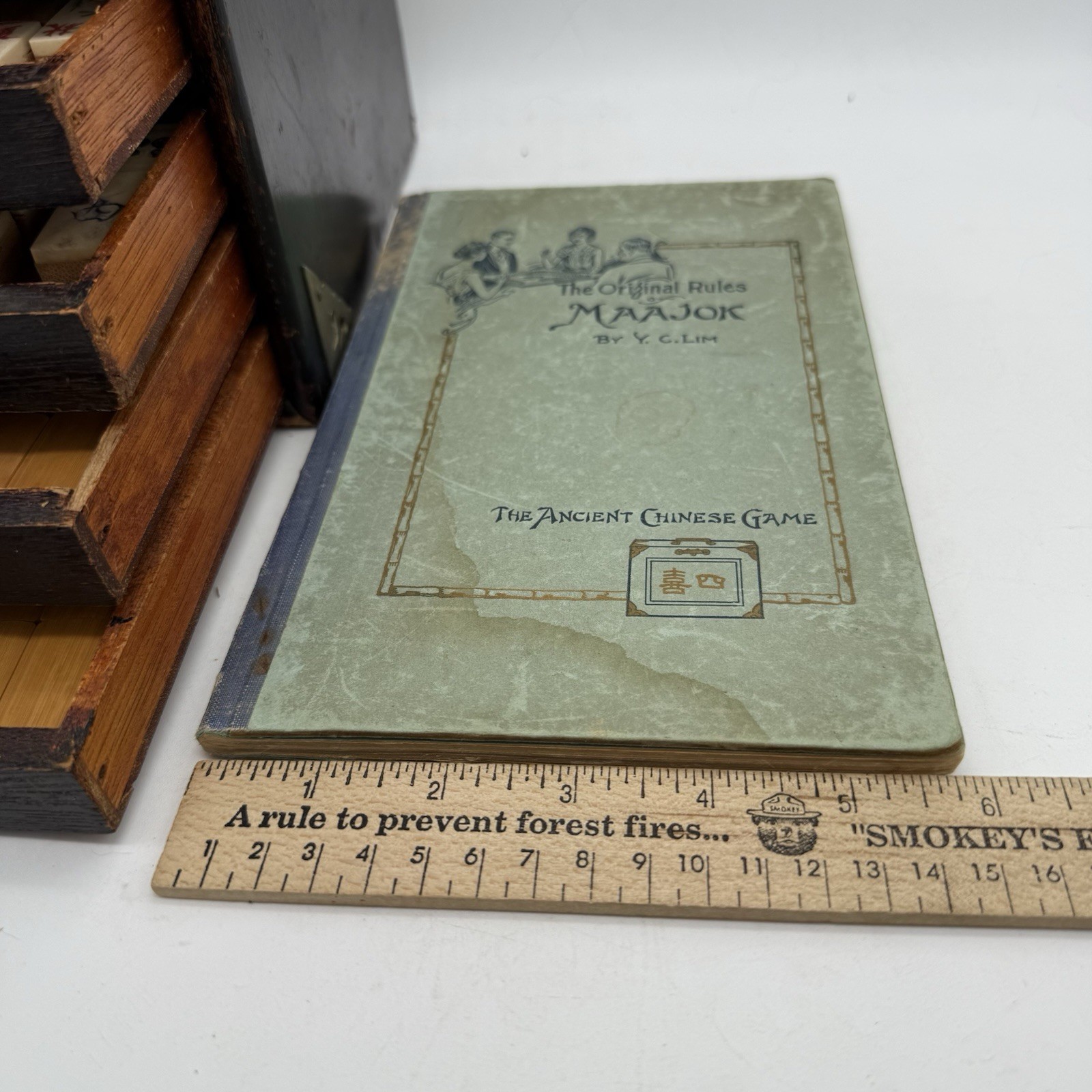 Antique Maajok/Mahjong Set With Original 1923 Book By Y.C. Kim