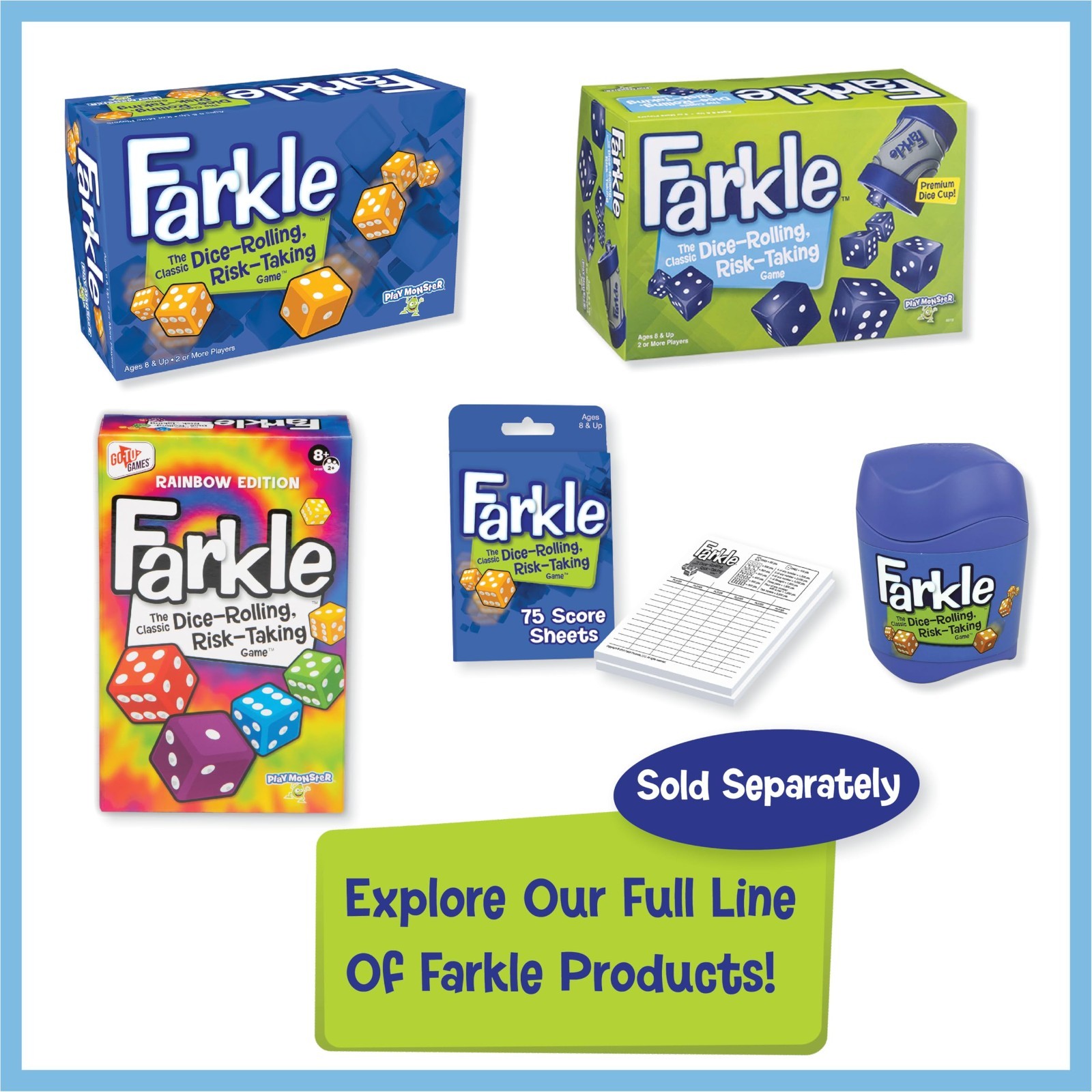 Classic Farkle Dice Game – Fun Family & Travel Game, Includes Dice Cup & Score S