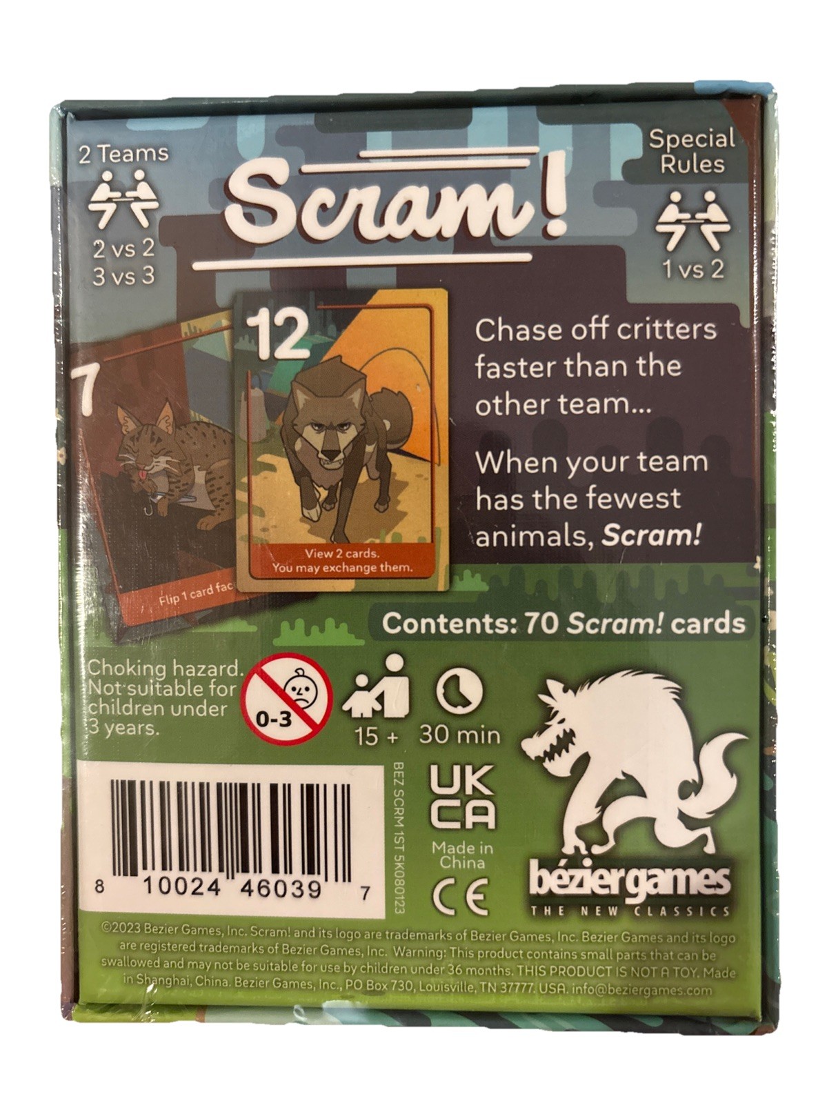 Scram Critters Vs. Campers. Brand New.15+;30 Min. Bézier Games. Ted Alspach