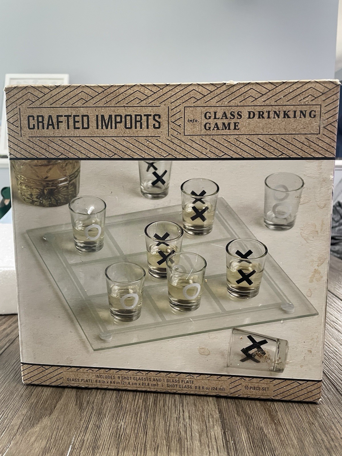 Party Drinking Game Tic Tac Toe – 9 Shotglasses Glass Board 21+ Adult