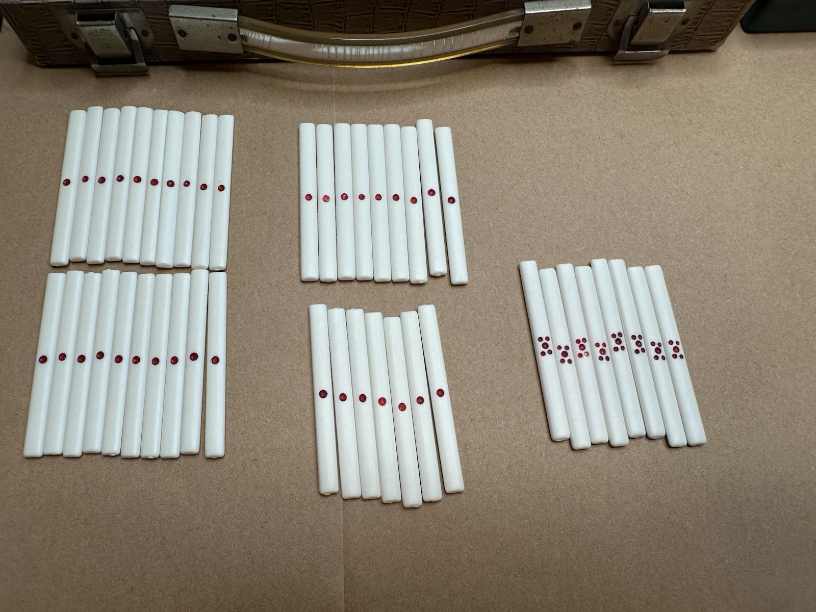 Cool Vintage Mahjong Set Bamboo Backed Tiles Retro Case