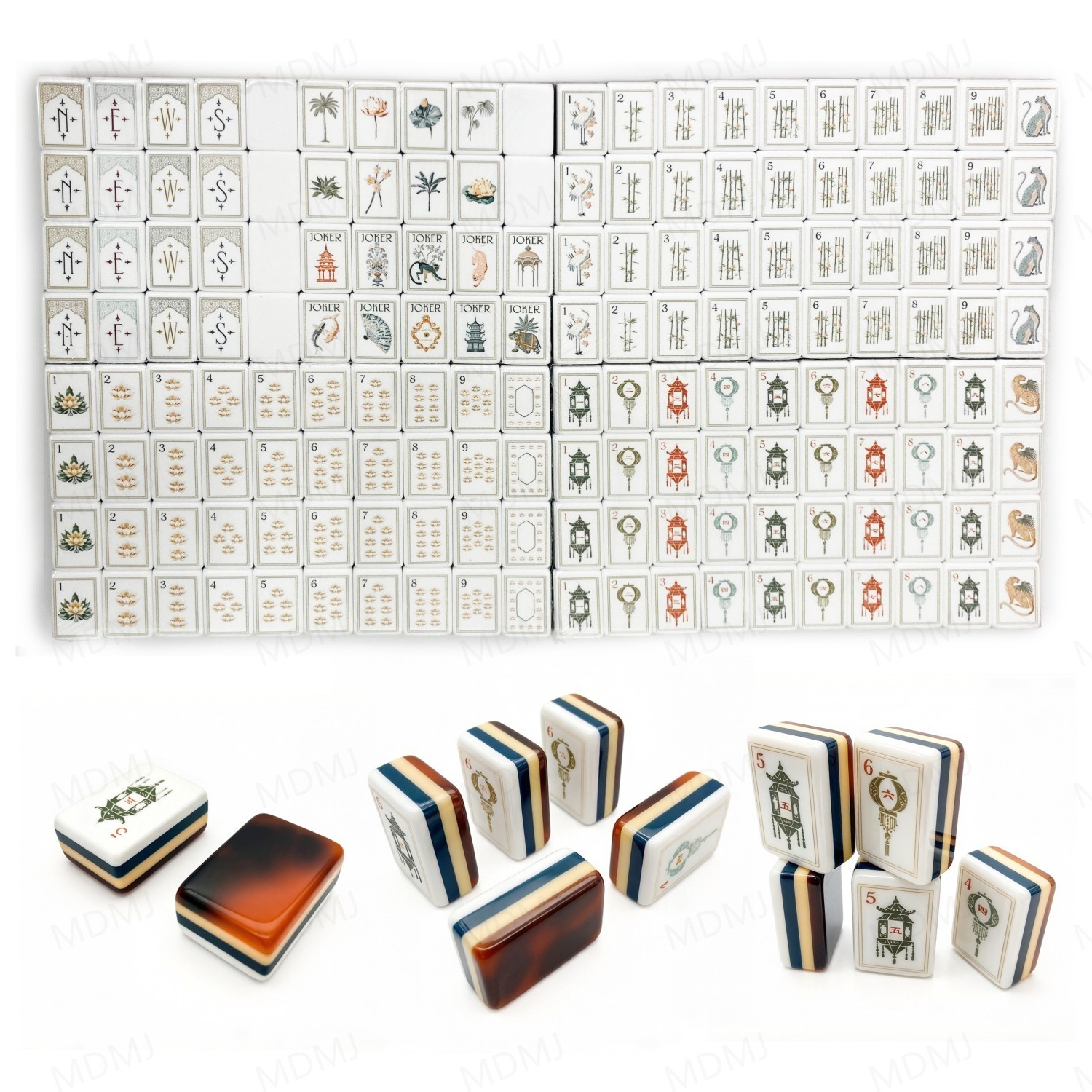 Tortoiseshell 4Layer Mahjong Tiles – American Set 160 Tiles – Beautiful!