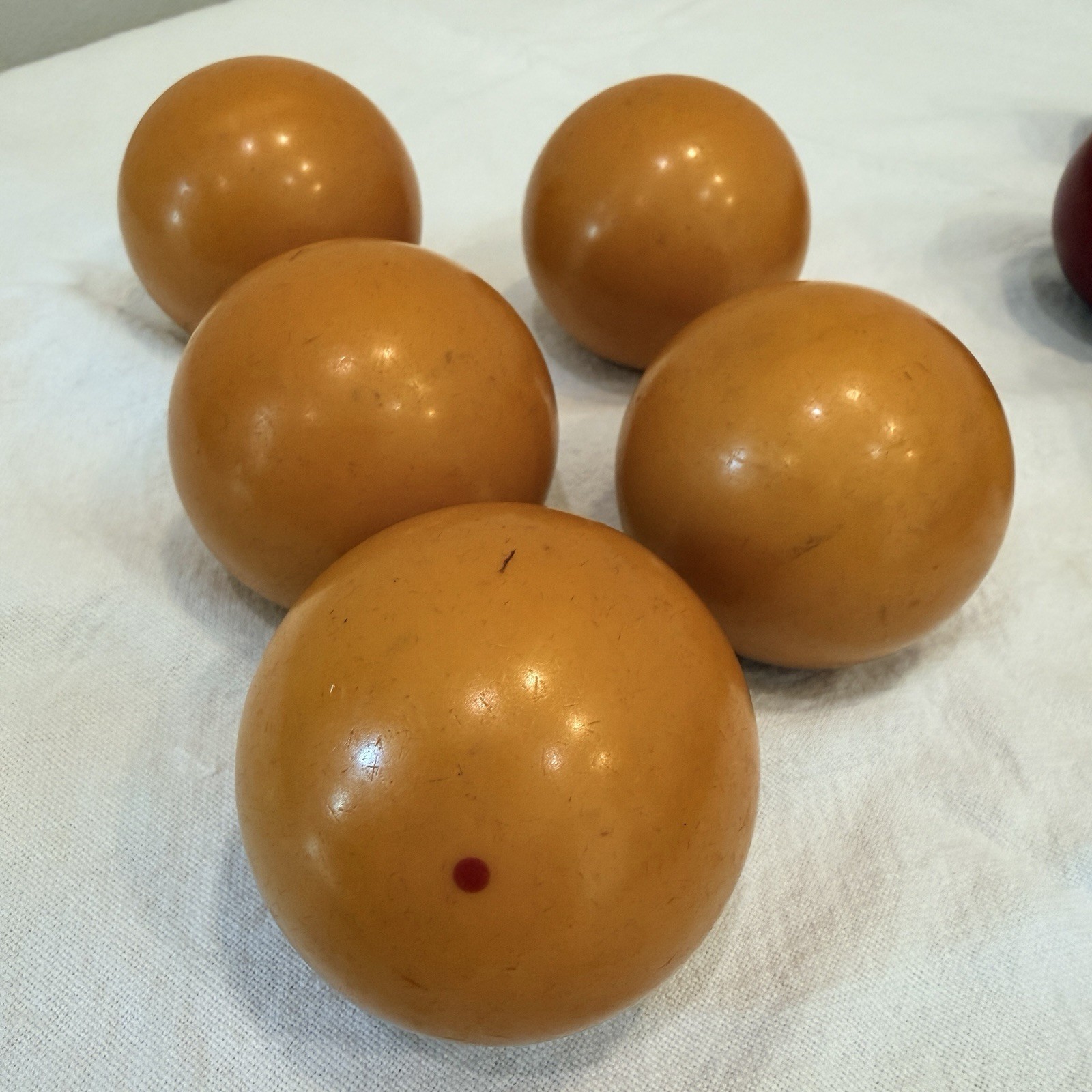 Vintage Bakelite Game Balls Lot 11 Cherry Red Butterscotch Yellow 54-57mm 1460g