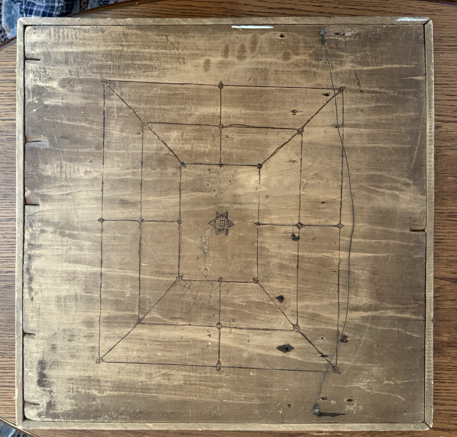 Vintage Handmade Pyrography Game board Dated 1914 – American folk art
