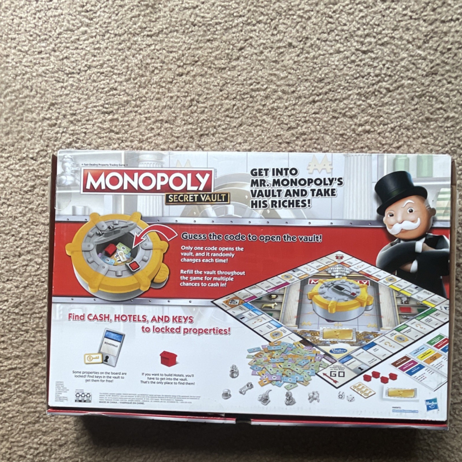 Hasbro Monopoly Secret Vault Complete Board Game, Tabletop, 2+ Players, 8+