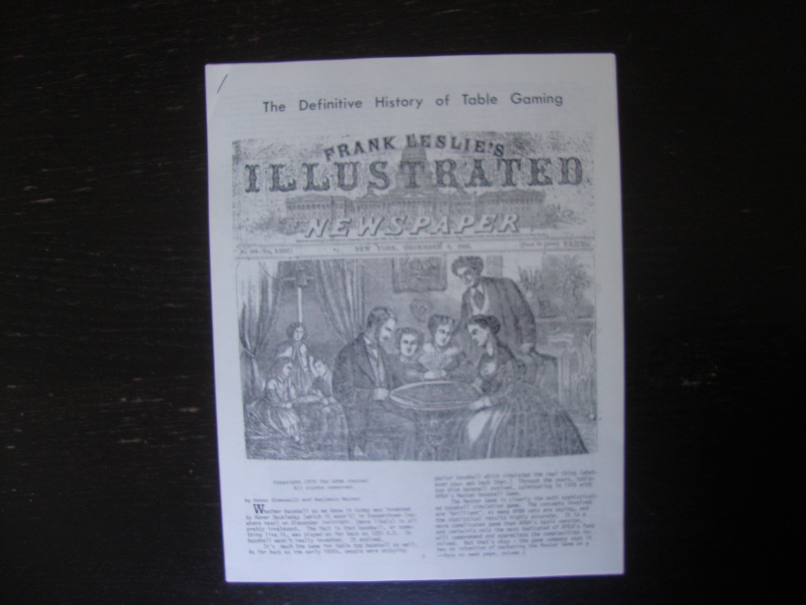 REPRINT 1930 NATIONAL PASTIME BASEBALL BOARDGAME. APBA BASEBALL’S “GRANDDADDY”!
