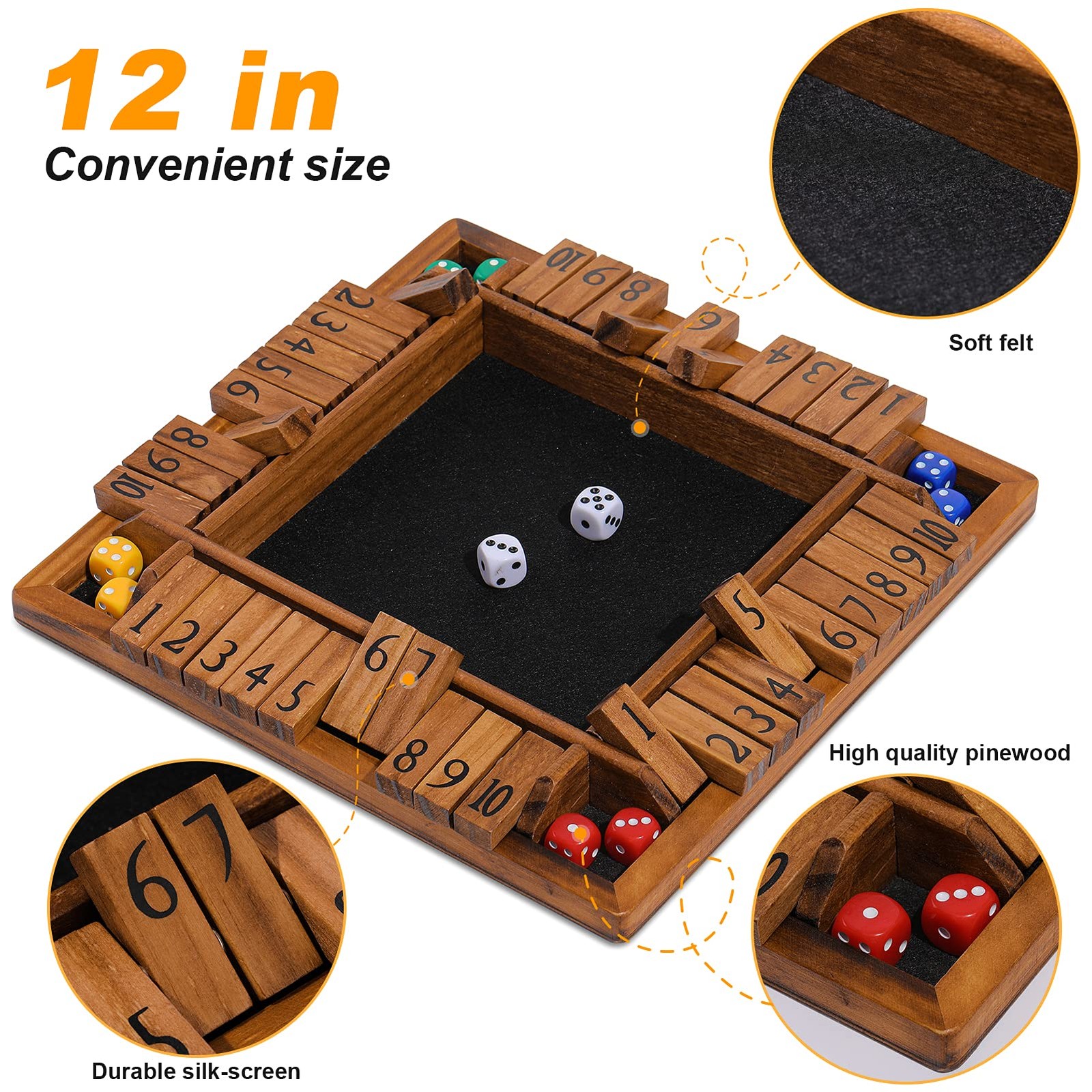 Shut The Box Game Wooden for 1-4 Players，Educational & Fun Wooden Board Game …