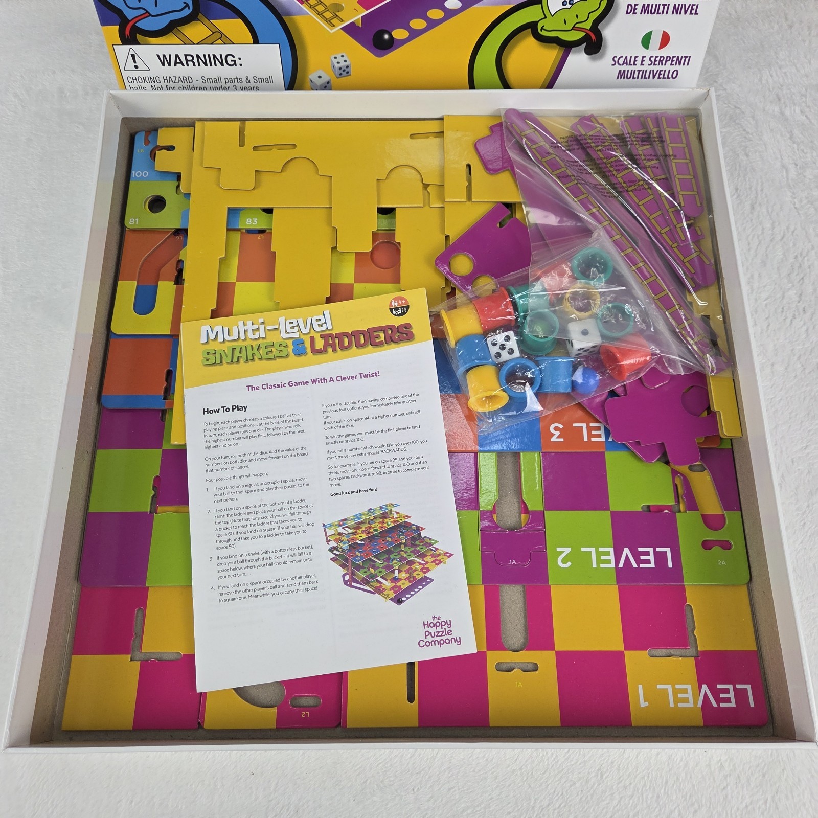 Multi-Level 3D Snakes And Ladders Board Game Happy Puzzle Company 2021 Complete